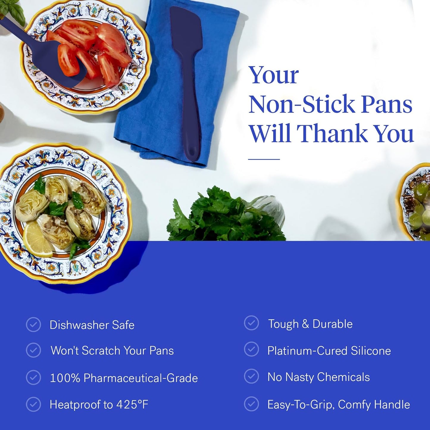 GIR: Get It Right Spatula Set - 10-Piece Silicone, Navy - Heat-Resistant Spatulas for Kitchen Use & Silicone Cooking Spoons - Dishwasher-Friendly Kitchen Utensils