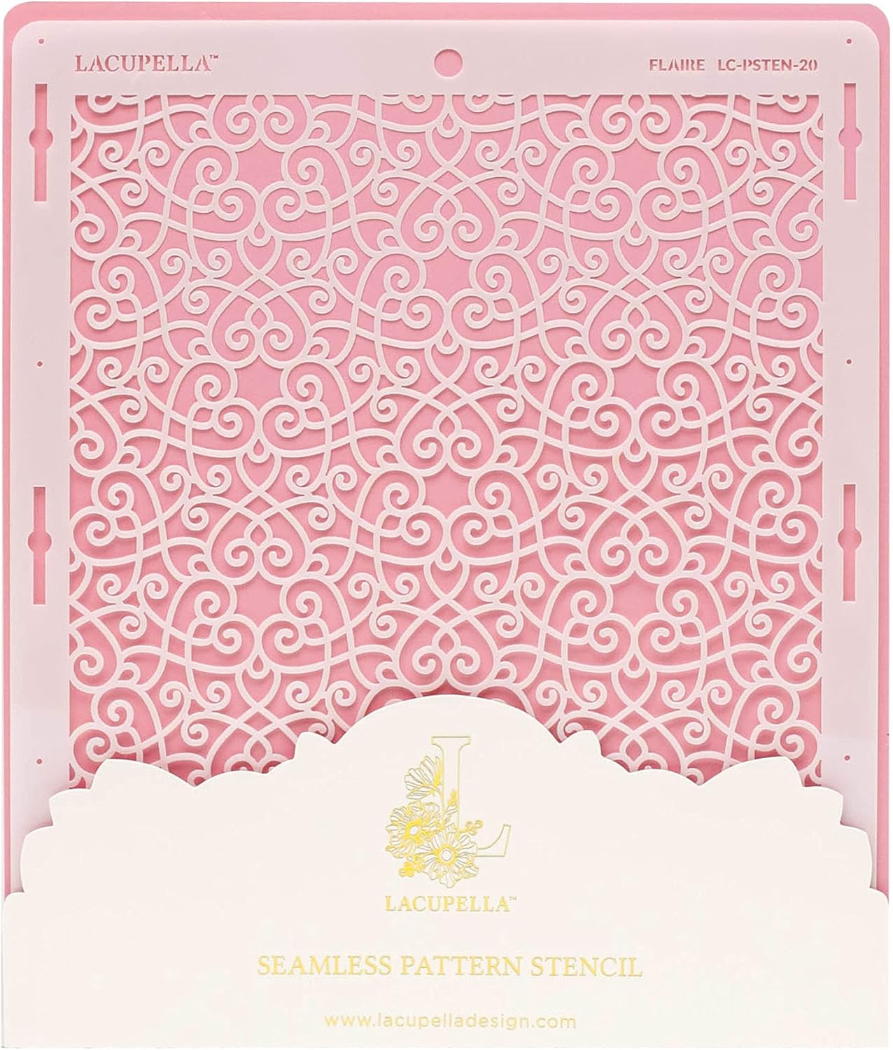 Cake Baking Stencil - Seamless Delicate Pattern for Decorating Tall Double Barrel Cake to Use with Buttercream, Royal Icing, Ganache, Paint, Airbrush (FLAIRE)