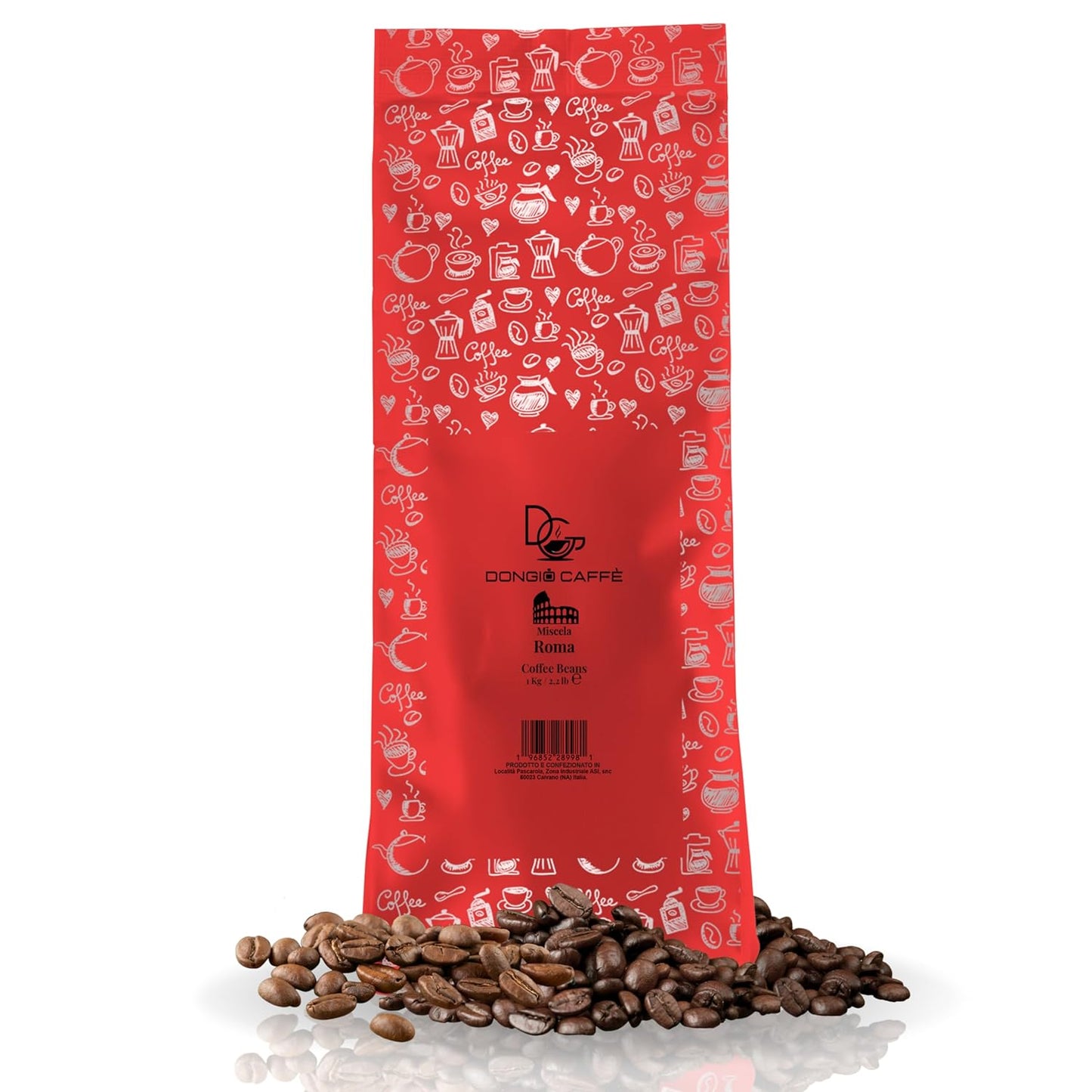 Dongiò Caffè Roma Blend - Whole Bean Coffee, Medium-Dark Espresso Roast, Premium Coffee Quality, 2.2 Pounds (35.2 Oz - Pack of 1), Vigorous, Creamy, Dense, and Persistent Blend