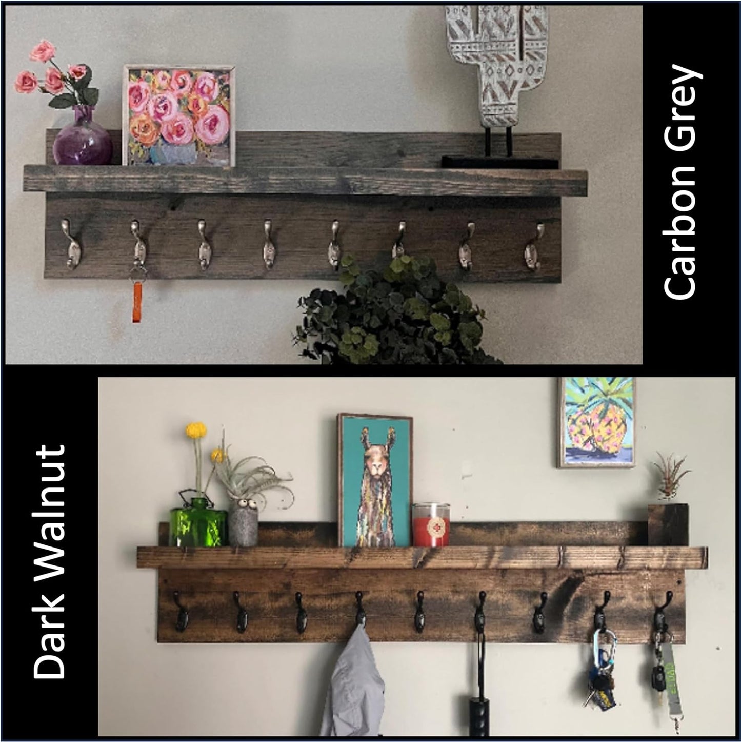 Coat Rack with Shelf (Choose your Length) Towel Rack Entryway Organizer Wall Mounted