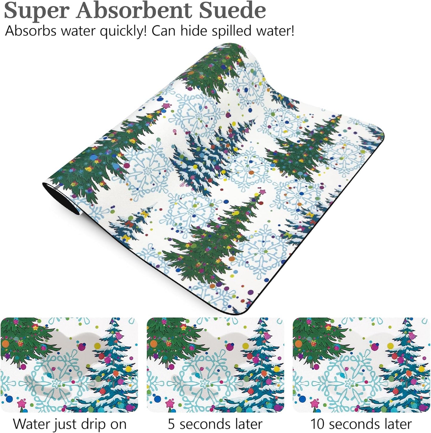 Bloss Coffee Bar Mat, Christmas 12"x19" Absorbent Bar Mat with Waterproof Rubber Back, Fit Under Coffee Maker Machine/Kitchen Counter