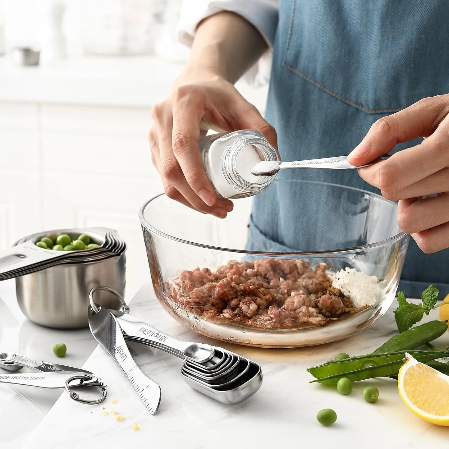 Spring Chef Stainless Steel Measuring Cups & Spoons Set of 20 with Leveler, Nesting 7 Metal Measuring Cups & 13 Spoons for Dry & Liquid Ingredients, Dishwasher Safe Kitchen Tools for Cooking & Baking