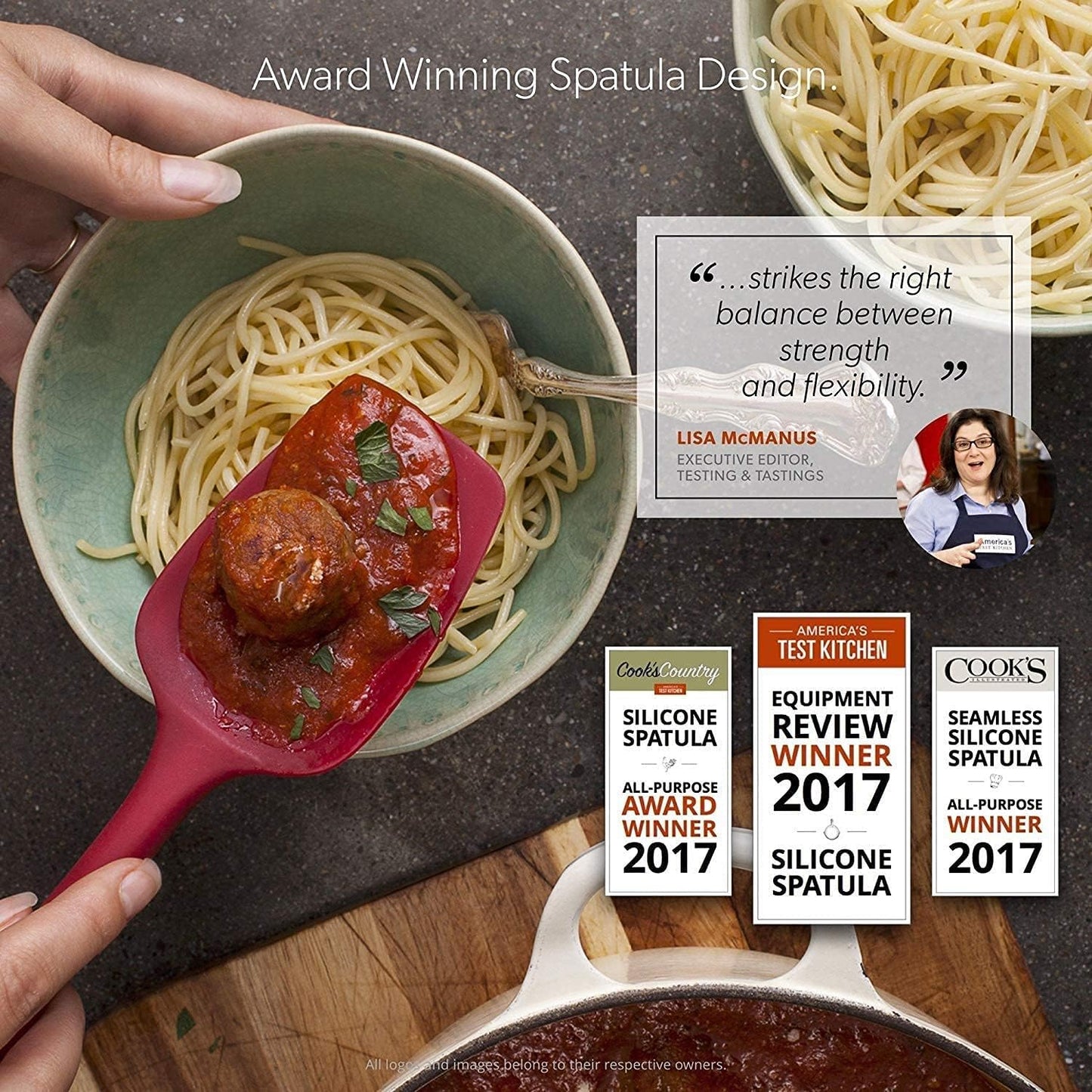 DI ORO Silicone Spoon Spatula - 600°F Heat-Resistant Large Silicone Spoonula Scraper - BPA Free Nonstick Cookware Safe Rubber Kitchen Utensil for Baking, Cooking, & Mixing - Dishwasher Safe (Red)