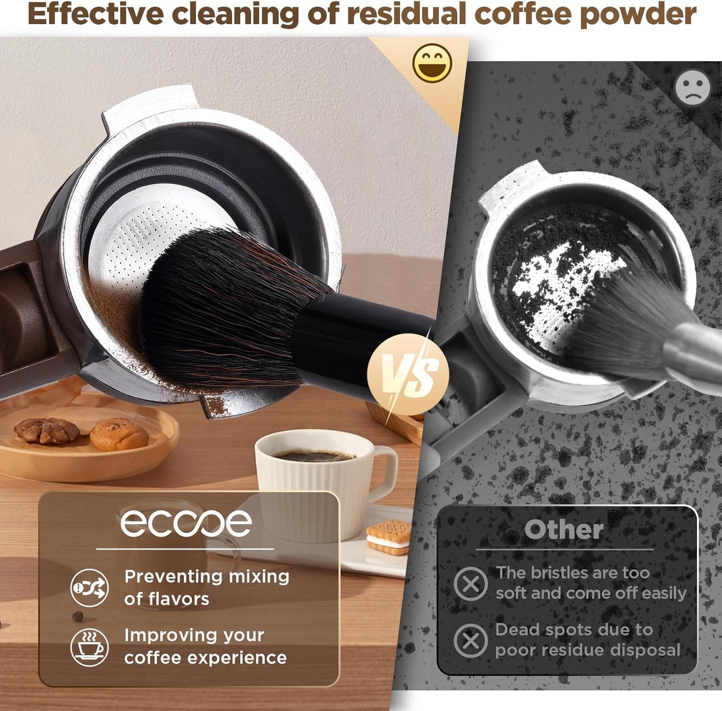 ecooe Coffee Grinder Cleaning Brush, Barista Brush Espresso Machine Accessories, Wood Handle Coffee Machine Accessory Cleaning Brista Brush with Lanyard, Coffee Tool for Barista Bean Grain Coffee Tool