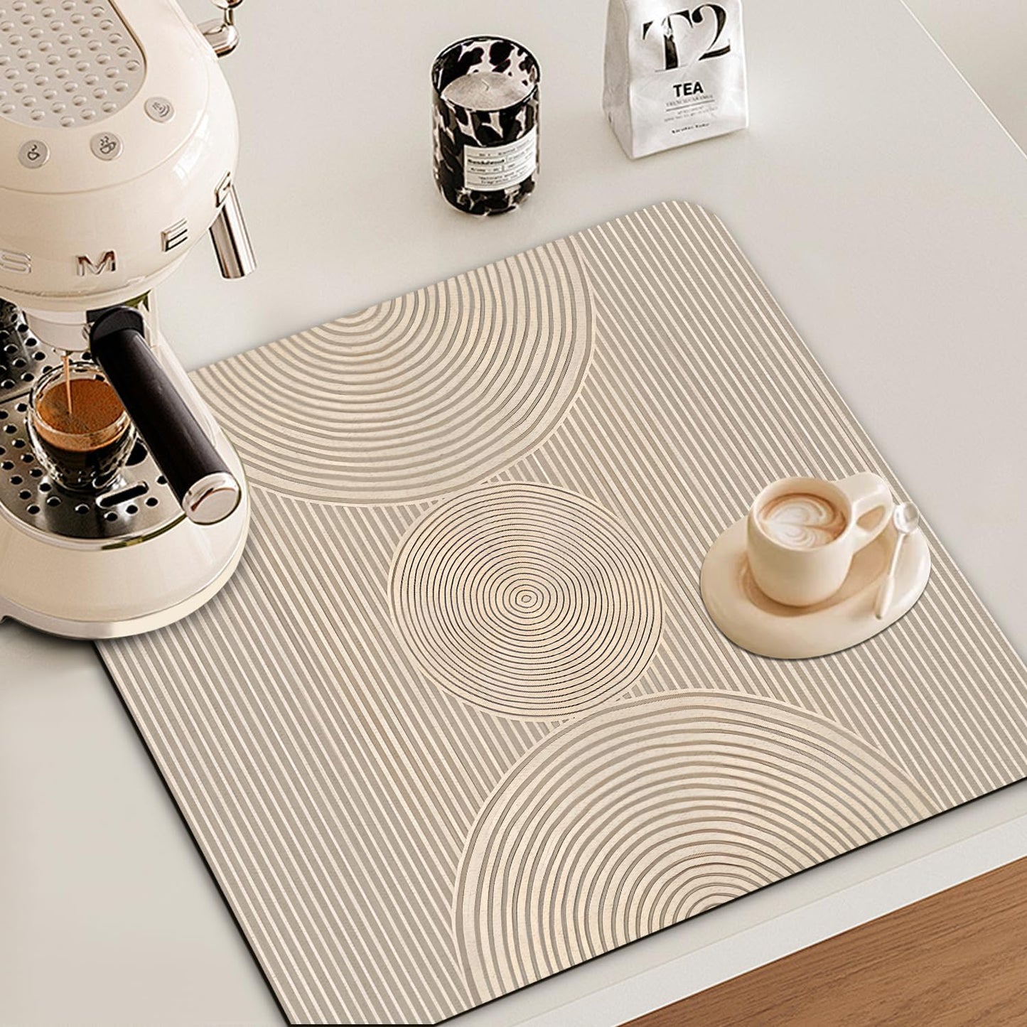 Boho Dish Drying Mat - Bohemian Dish Drying Mat For Kitchen Counter,Coffee Bar Mat,Coffee Maker Mat For Countertops,Dish Rack Drainer Mat,Western kitchen Decor 16x17.5 Inch