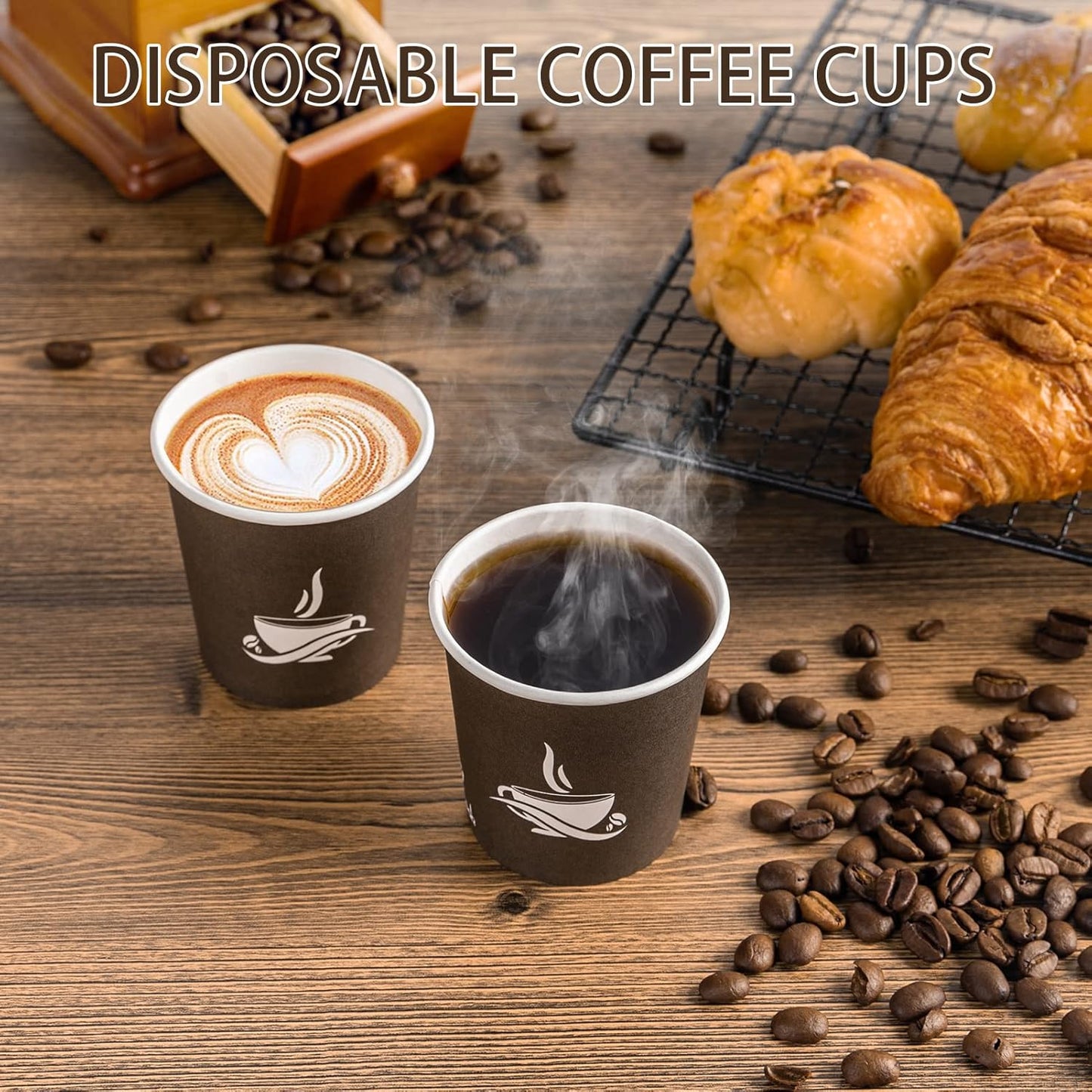 LITOPAK 500 Pack 4 oz Paper Cups, Brown Disposable Hot Coffee Cups for Party, Picnic, Travel, and Events