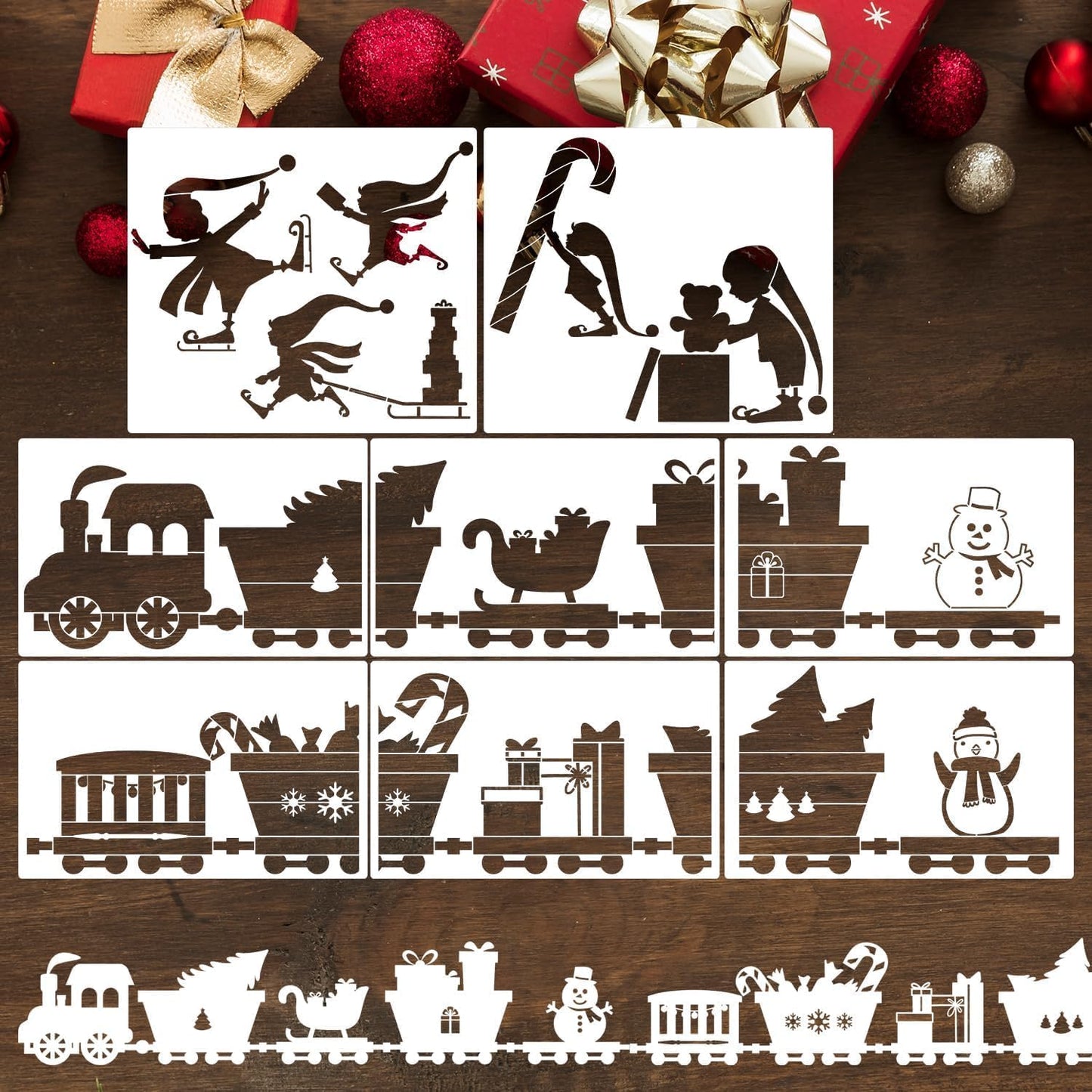 Christmas Stencils for Window Glass Large Christmas Stencil Reusable Winter Forest House Village Holiday Drawing Templates for Painting on Window Wall Doormat Glass Wood