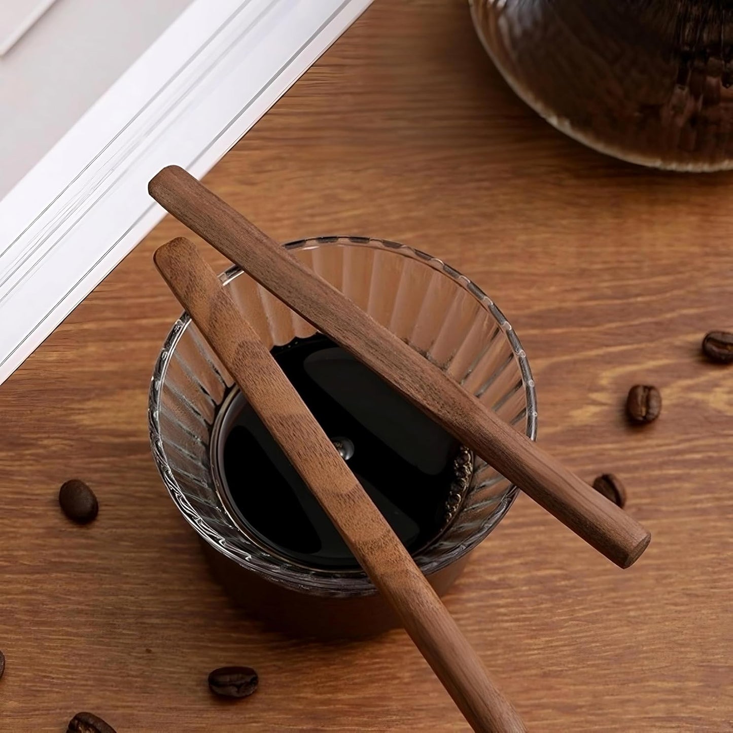 Solid Black Walnut Wood 3Pcs 6" Coffee Stirrers【Rounded Handle】 | Reusable & Multifunctional for Hot/Cold Beverages (Coffee, Milk, Oatmeal), Cooking(jam, peanut butter Spreader)