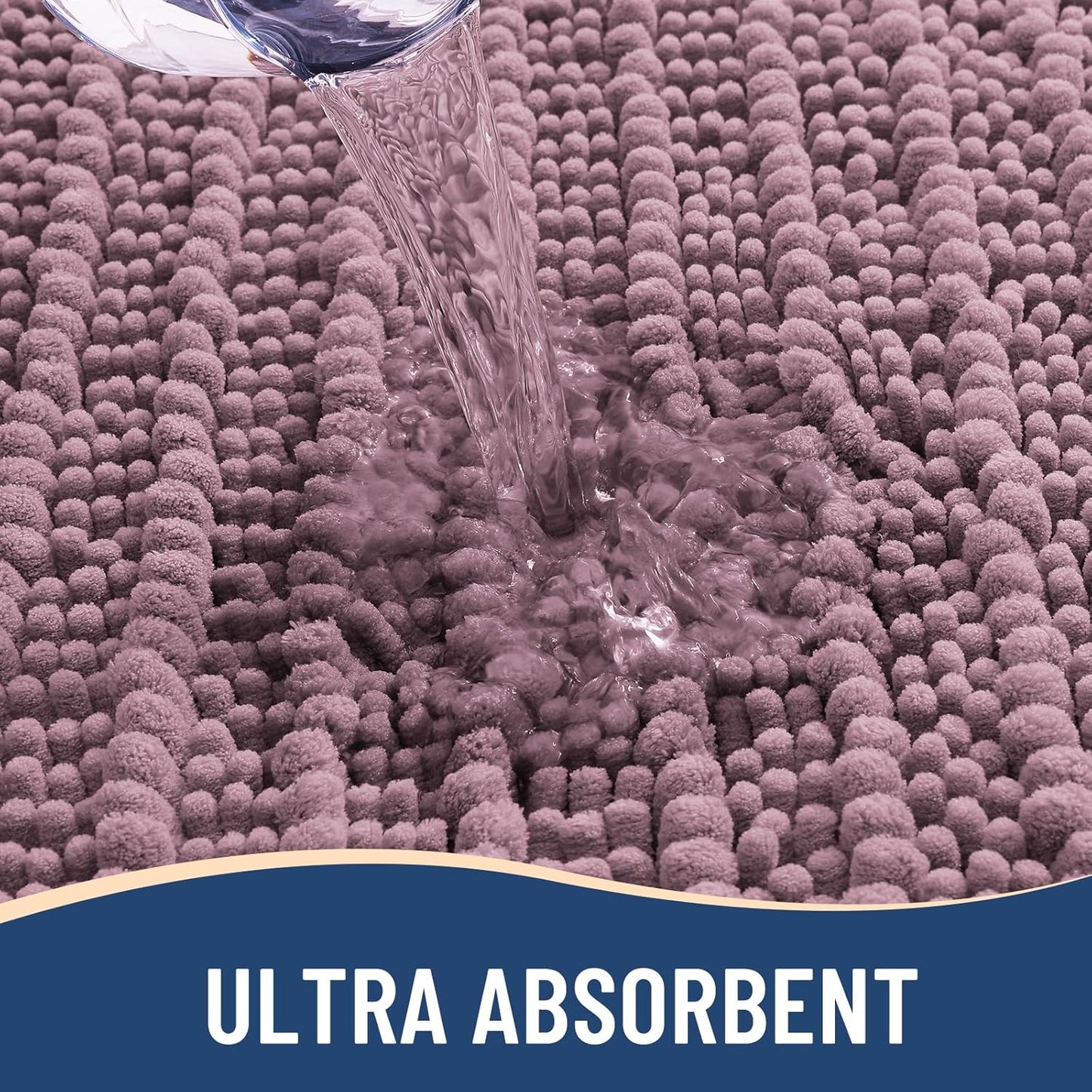 Arotive Luxury Chenille Bathroom Rug Mat, Extra Soft Thick Absorbent Shaggy Bath Rugs, Non-Slip Machine Wash Dry, Plush Bath Mats for Bathroom, Shower and Tub, 36x24, Deep Plum