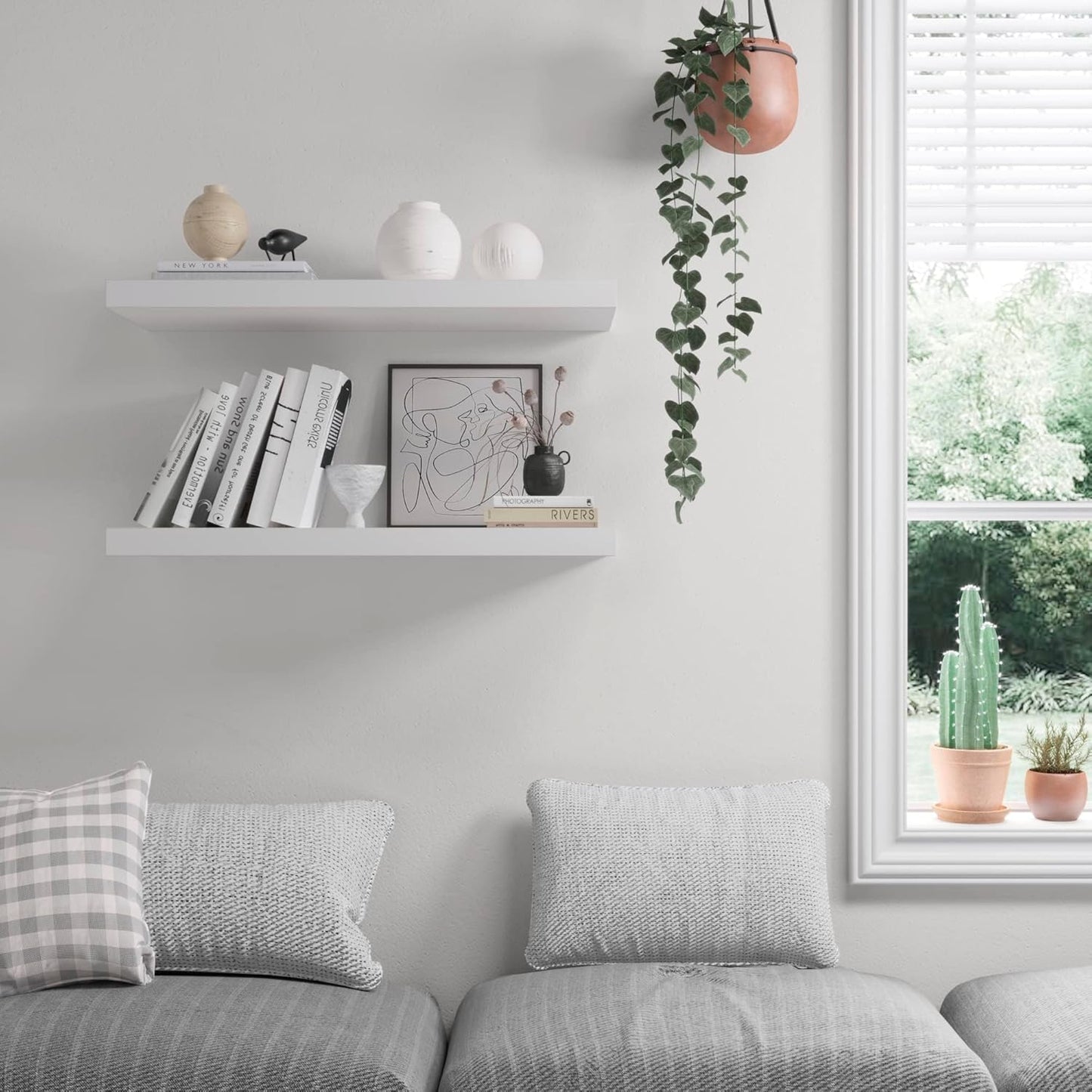 Floating Shelf, Set of 1 Wall Shelf, 30 in W x 12.75 in D x 2 in H Wooden Floating Wall Shelf with Invisible Brackets for Living Room/Bedroom/Bathroom/Kitchen Storage and Decor, White