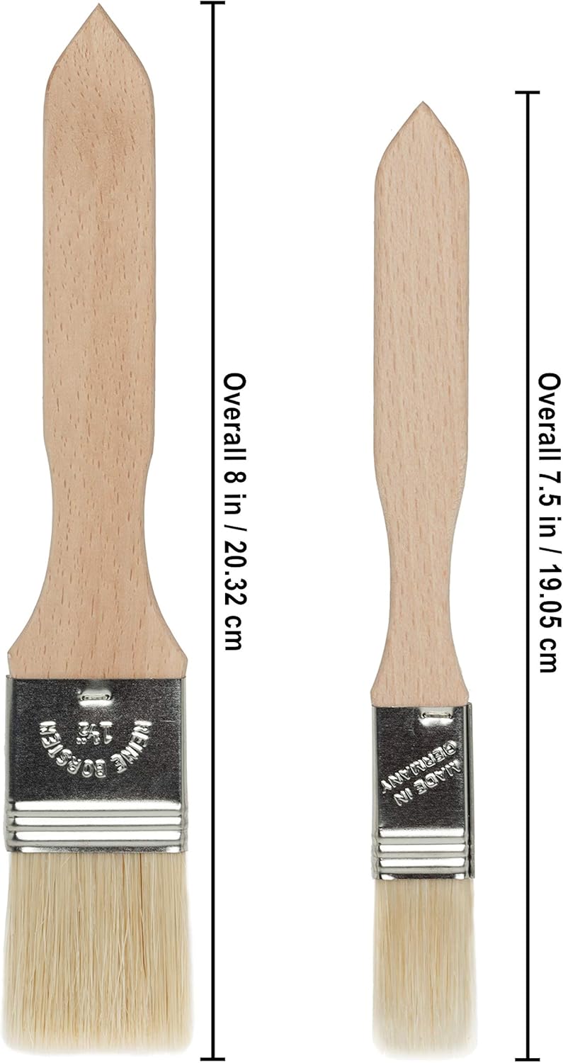 REDECKER Pastry Brushes Set with Untreated Beechwood Handles - 2 Different Sizes - Multi-purpose Brushes - Natural Bristle Basting Brush for Glazing and More - Wood Pastry Brush German Designed