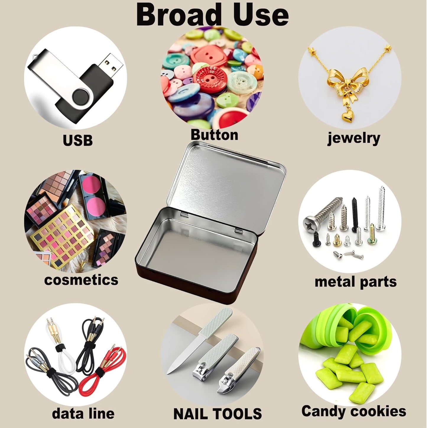 6 Pcs Small Metal Box With Lid -Black Hinged Cookie Jar,Used For Storage, Jewelry,Candy,Tea,Spices,Crafts,Pills,Mini Portable Storage Box,Card Game Storage Box,Black Tin 3.7x2.4x0.8 Inch