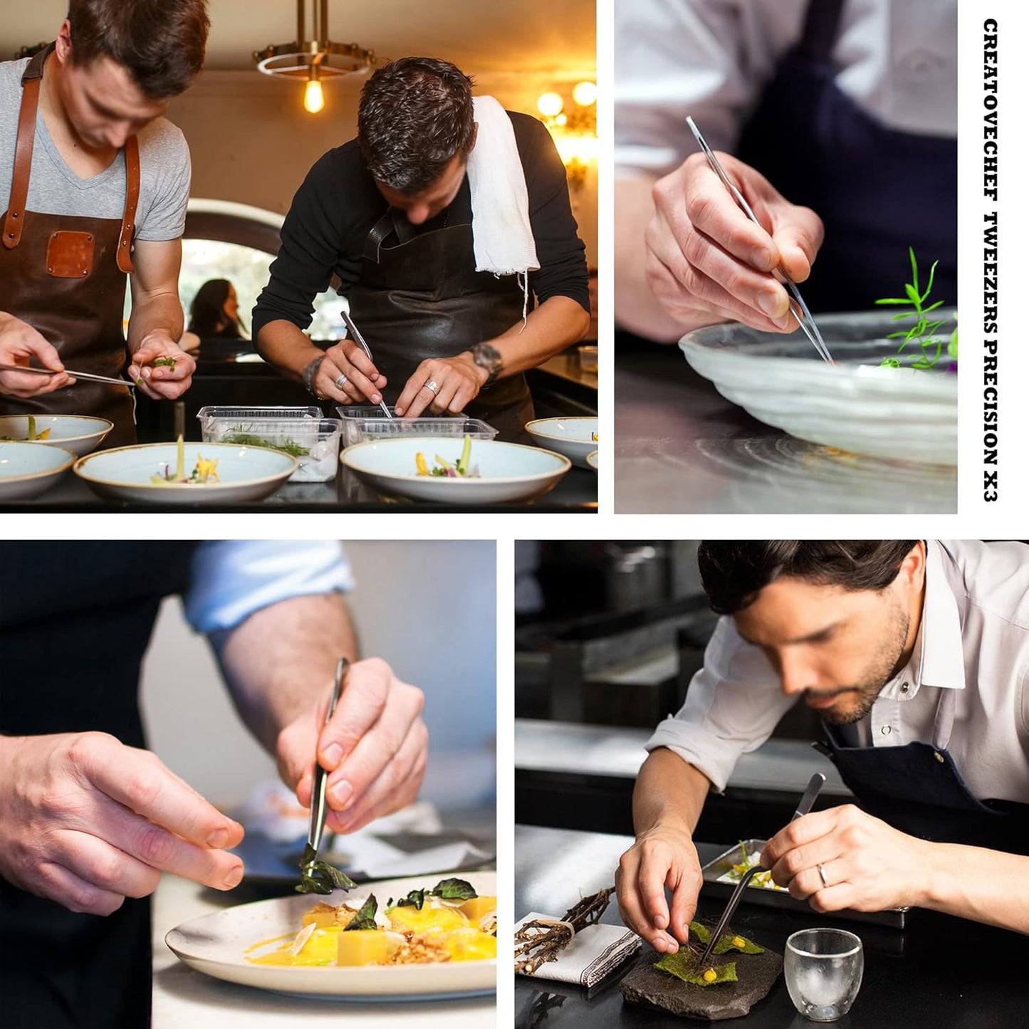 CREATIVECHEF Professional Chef Plating Kit, 7 Piece Culinary Plating Set, Black, Stainless Steel