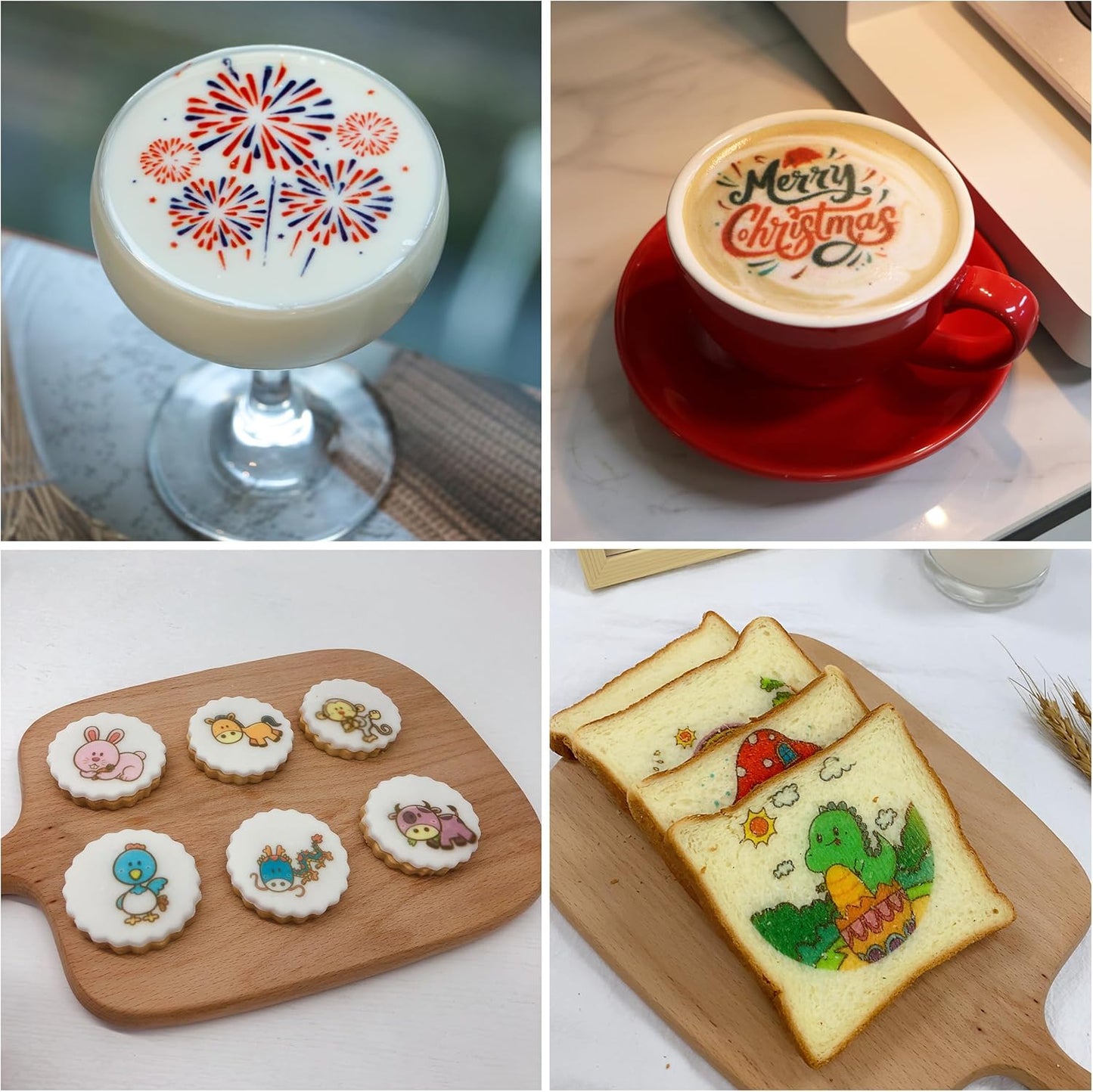 Color Coffee Latte Art Machine EB-FC1 Customized Multi-Color Photo Selfie Printing with Camera Afternoon Tea Cake Desserts DIY Personalized Decoration to Family Friends - White