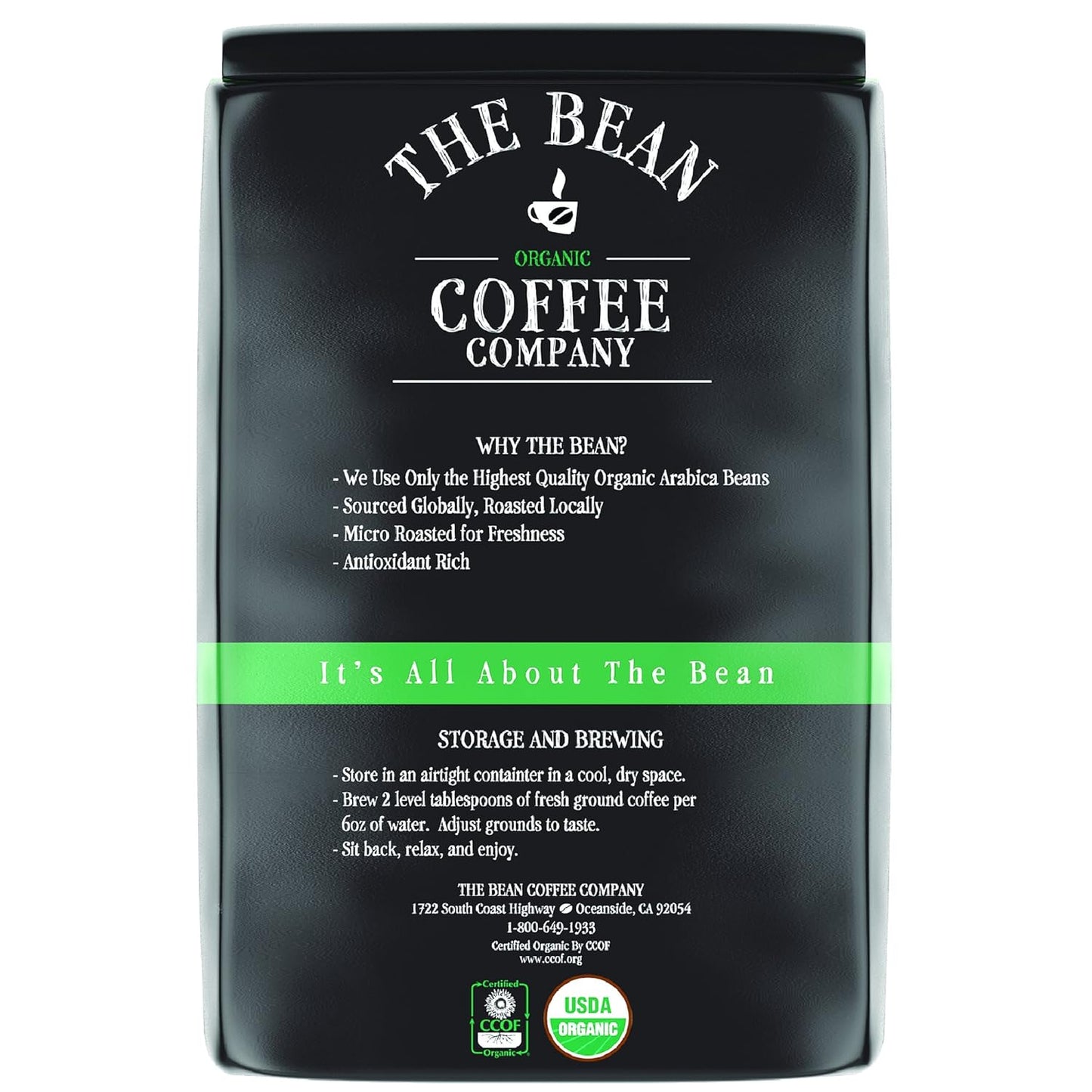 The Bean Organic Coffee Company Water Processed DECAF Peppermint Mocha, Medium Roast, Whole Bean Coffee, 80 Ounce Bag