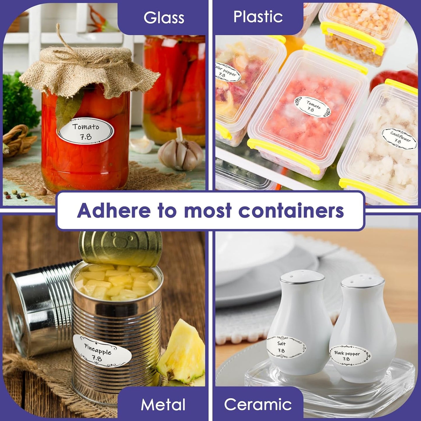 DGBDPACK 400 Dissolvable Canning Labels for Mason Jars, Small Pantry Labels 1 x 2⅛ inch, Water-Soluble Stickers-8 Designs