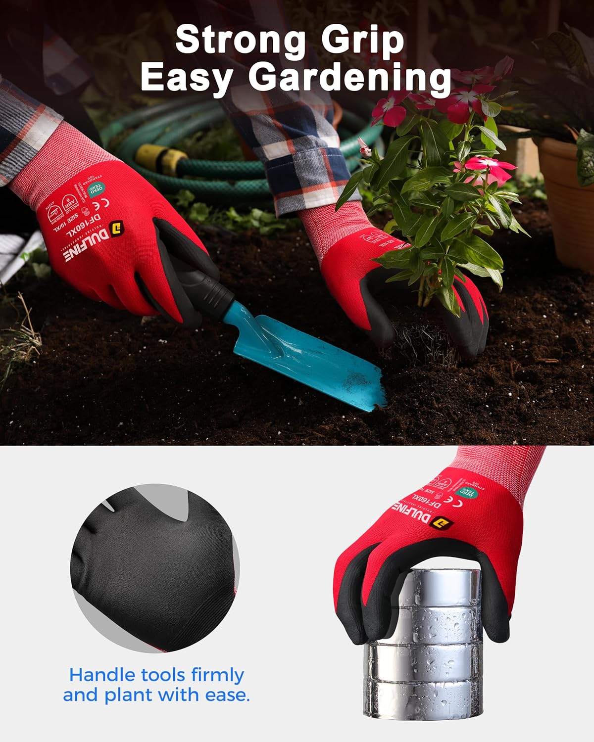 Safety Work Gloves MicroFoam Nitrile Coated-12 Pairs Pack,Blue Seamless Knit Nylon Glove with Black Micro-Foam Nitrile Grip,Ideal for General Purpose,Automotive,Home Improvement,Painting(Extra Large)