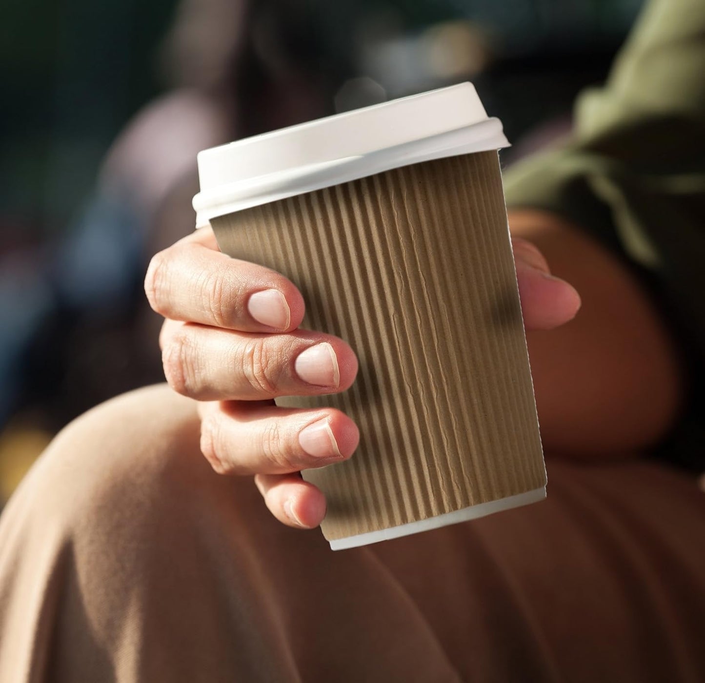 NYHI Set of 150 Ripple Insulated Kraft 12 oz Paper Cups Coffee Tea Hot Cups Recyclable 3 Layer Rippled Wall For Better Insulation Perfect for Cappuccino Hot Coco or Iced Drinks