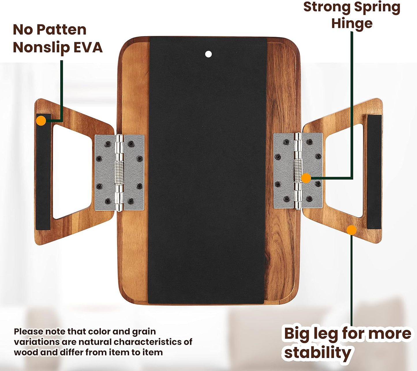 Tinamo Acacia Wood Sofa Armrest Tray with Phone Holder - Large Sofa Arm Tray Table Clip - Couch Arm Table for Wide Couches - Wooden Side Tables for Small Spaces for Eating and Drink(13.8" x 9.5" x 1")