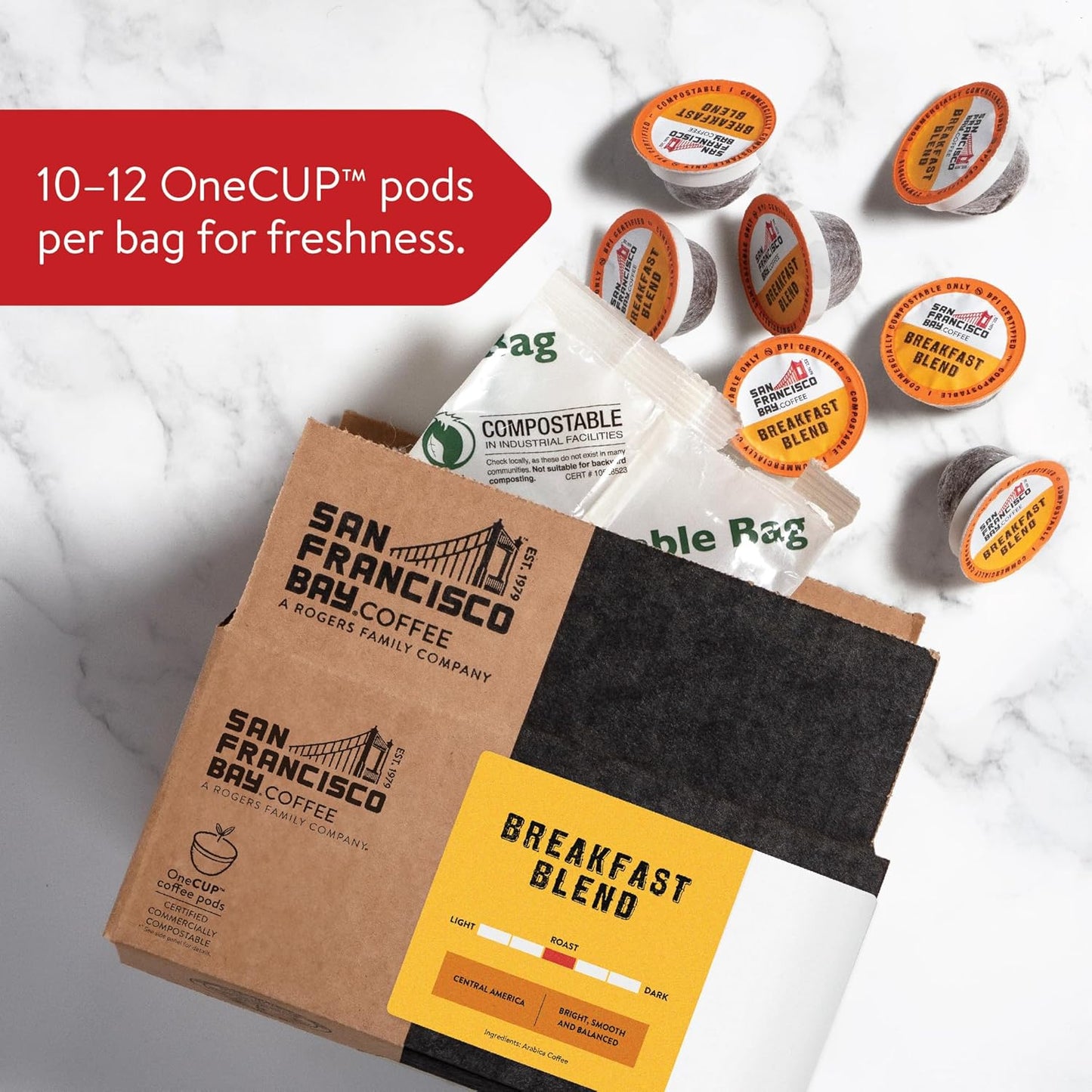 San Francisco Bay Compostable Coffee Pods - Breakfast Blend (80 Ct) K Cup Compatible including Keurig 2.0, Medium Roast