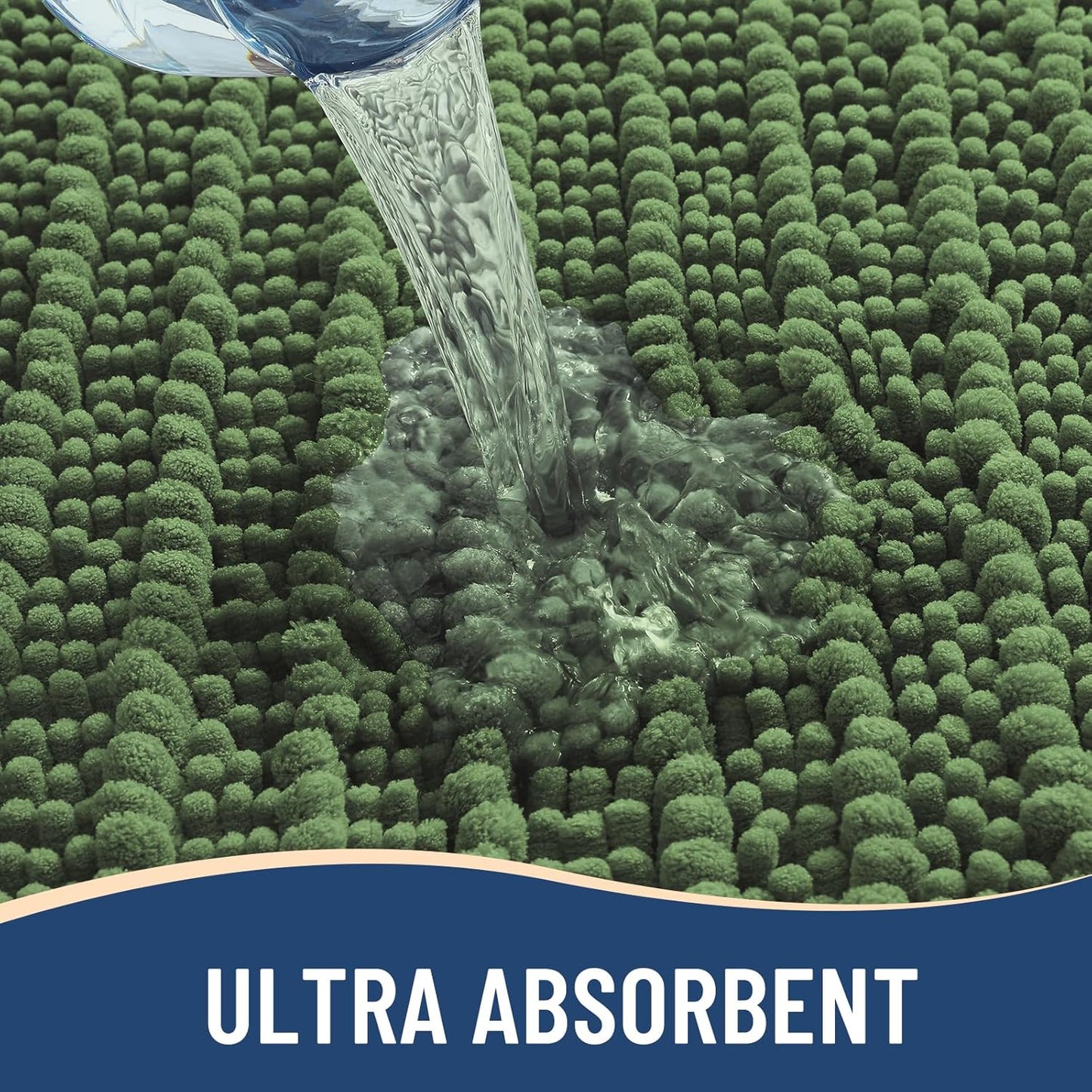 Arotive Luxury Chenille Bathroom Rug Mat, Extra Soft Thick Absorbent Shaggy Bath Rugs, Non-Slip Machine Wash Dry, Plush Bath Mats for Bathroom, Shower and Tub, 30x20, Olive Green