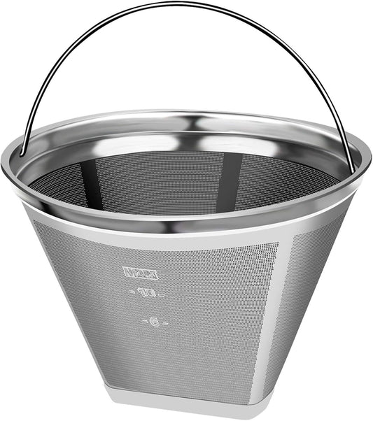 #4 Reusable Permanent Cone Coffee Filters, 8~12 Cup Size 4 Coffee Filters, Perfect Fit for Cuisinart Hamilton Beach Coffee Maker Filter, Replace Cuisinart GTF Gold Tone Coffee Filters