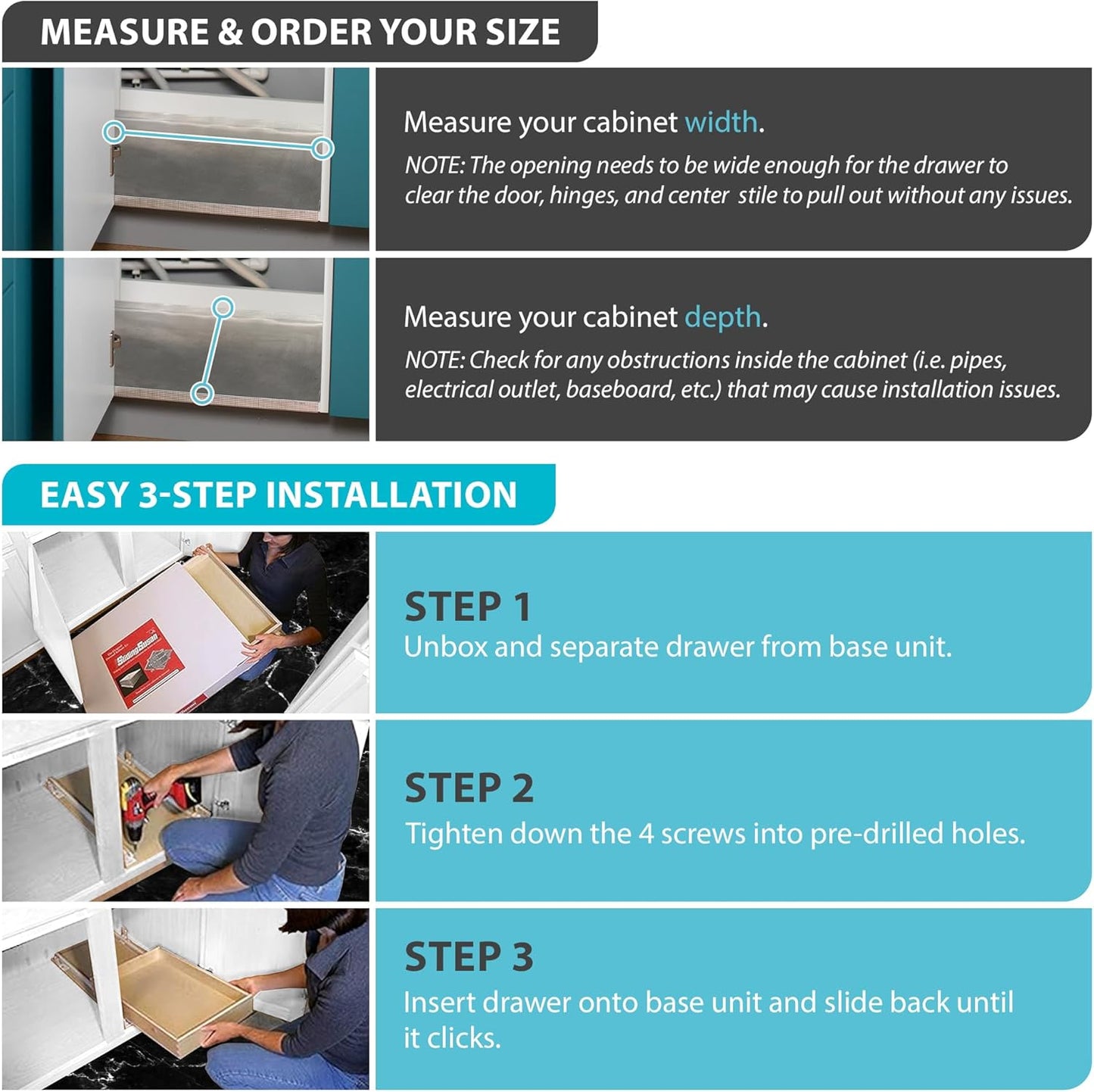 SlidingSusan Pull Out Drawer Organizer for Cabinets, Gliding Soft Close Shelves for Kitchen, Pantry, Bathroom, & Storage Organization, 9 Ply Baltic Birch, 20 Inch Wide x 18 Inch Deep
