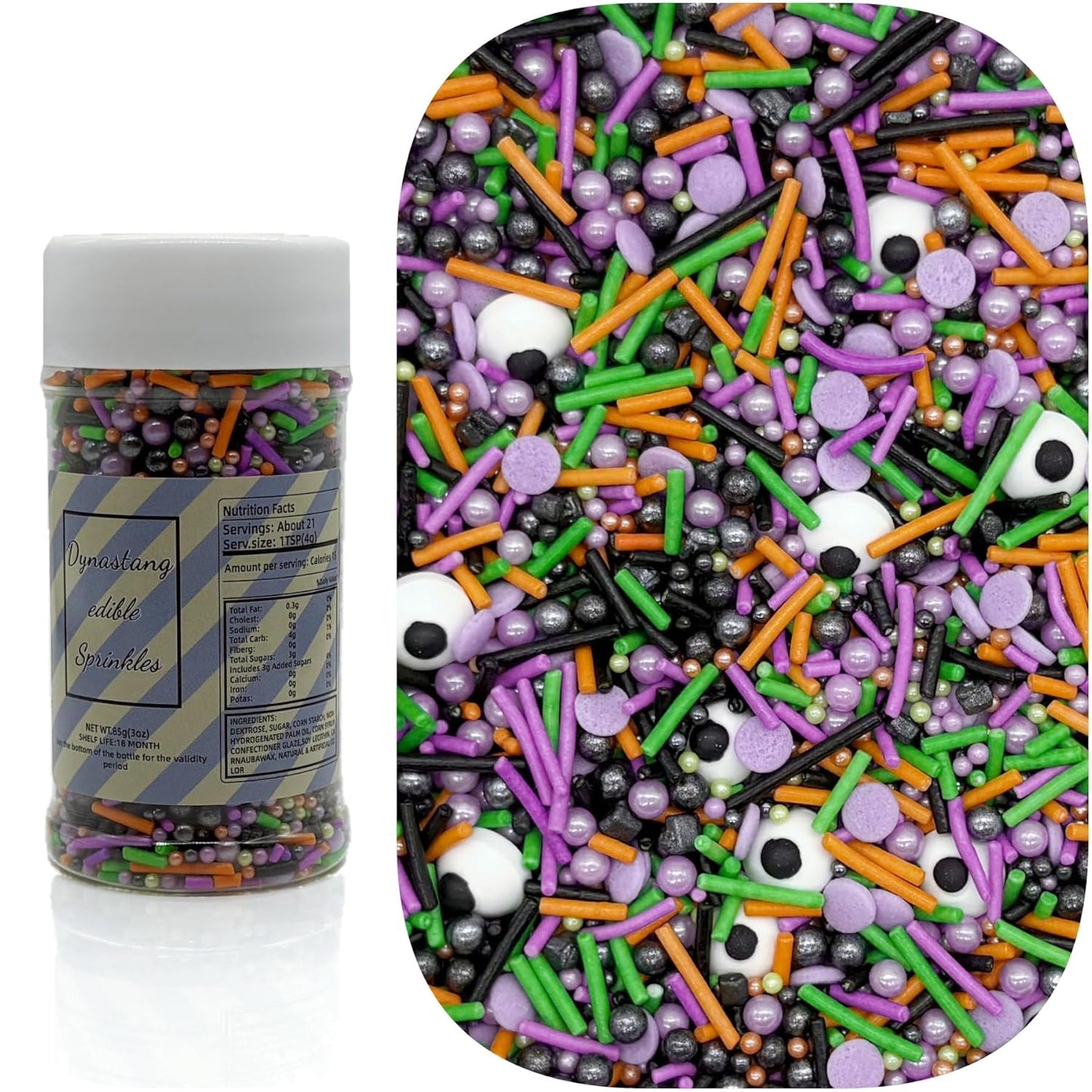 Dynastang Monster Sprinkles Halloween Edible Eyes Cake Decoration Cupcake Toppers Cookie Decorating Perfect for Cakes, Cupcakes, Desserts Toppings 3OZ