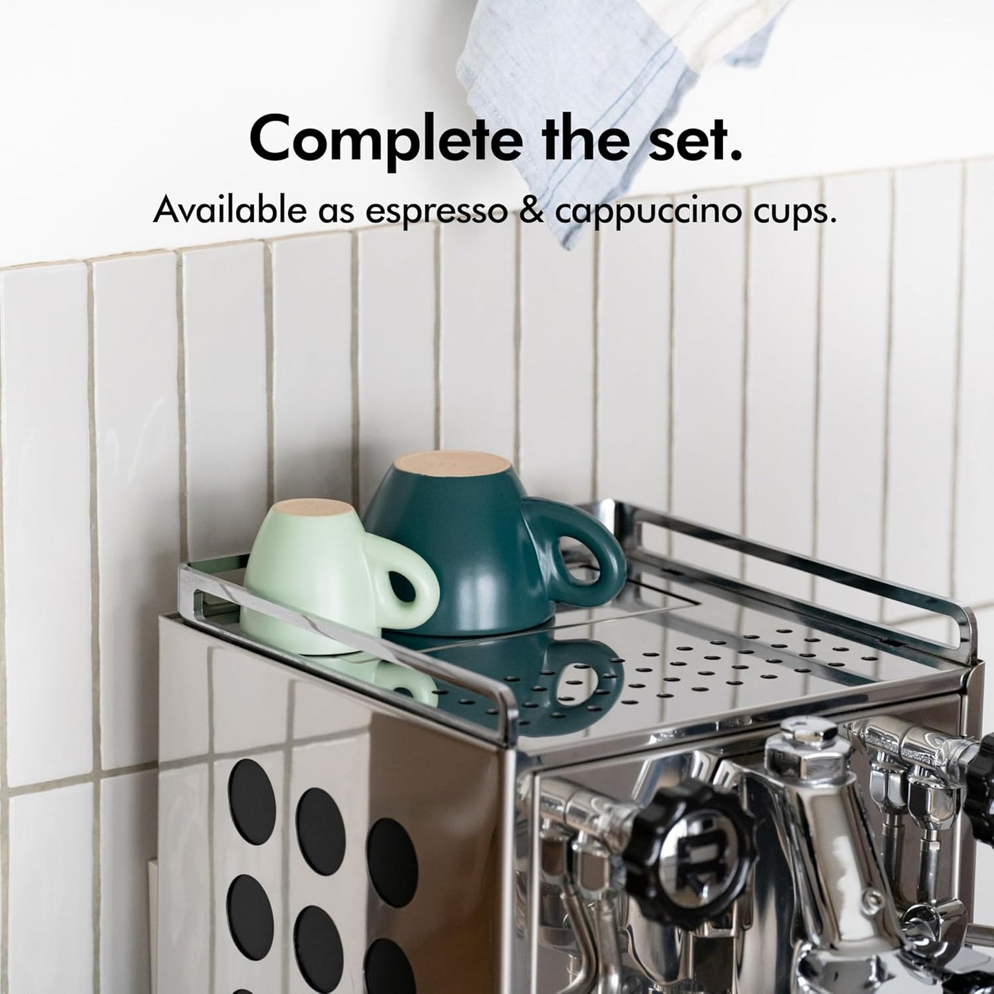 KIVY Cappuccino cups set of 4 [8oz] - Thick-walled stoneware cappuccino cup set for latte art - Cappuccino coffee cups - Tazas de cafe - Latte cups - Latte art cup and saucer set of 4 - Green, Blue