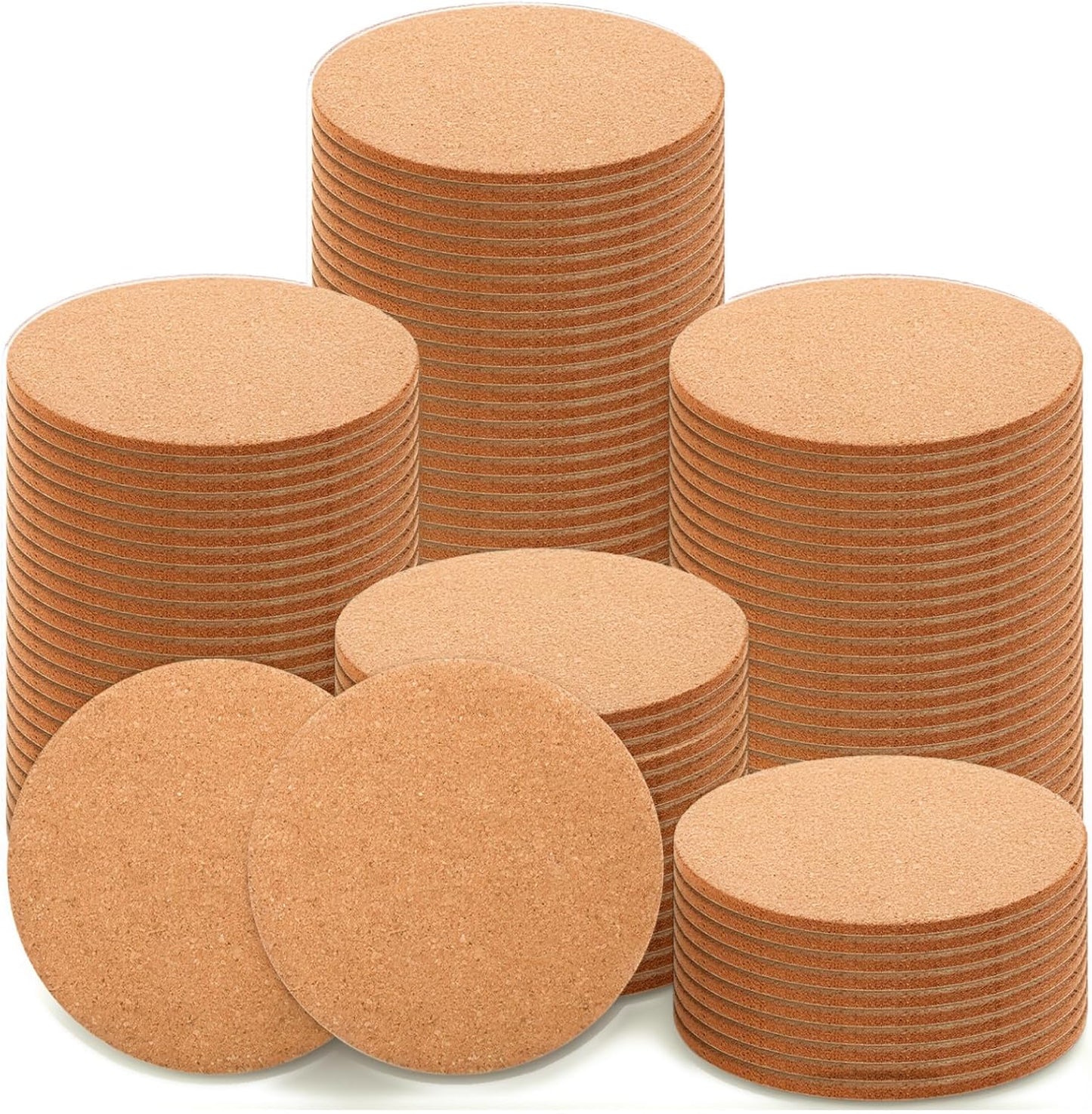100Pcs Cork Coasters for Drink, 3.5" Round Natural Cork Pads, Thick Absorbent Corks Coasters Bulk, Blank Coaster for Crafts DIY for Wedding, Coffee Bar, Home Decor