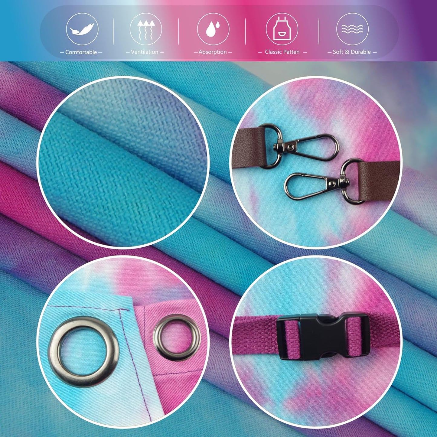 10 Pack Kitchen Apron, Work Apron, Canvas, Multiple Pockets, Gardening, Painting, BBQ, Artist, Carpenter, Sizes M to XXL, Phantom Blue