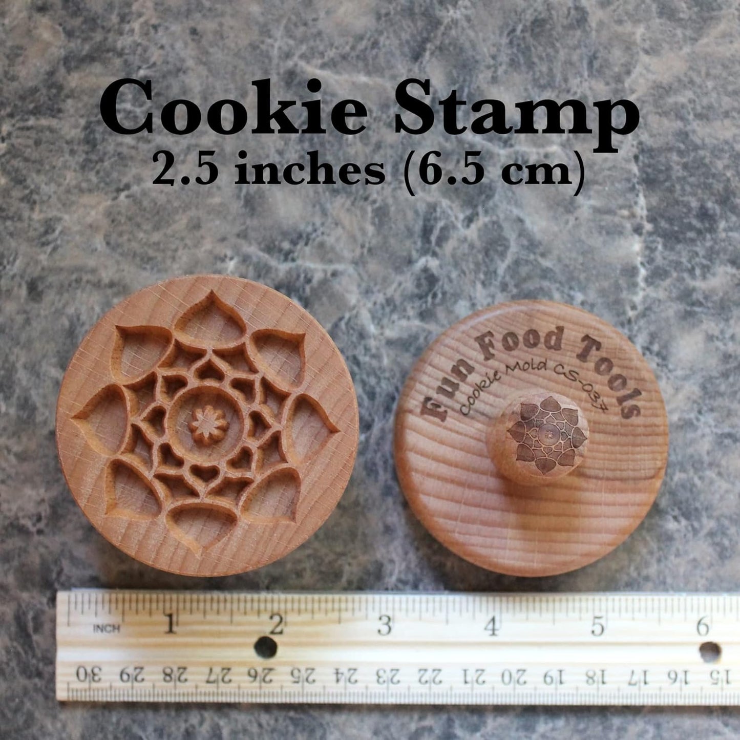 Wood Cookie Stamp, 2.5 Inch (Mandala CS-037)