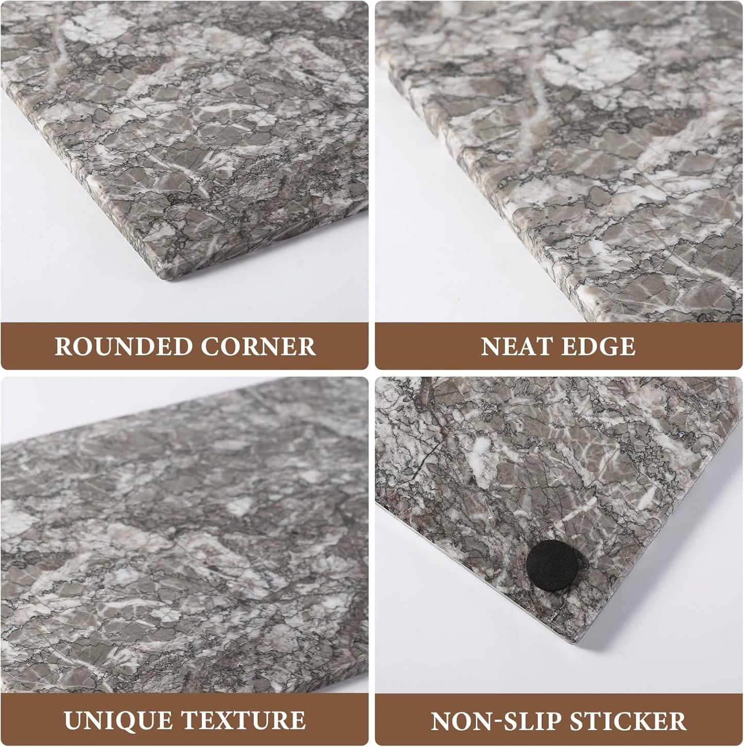 Koville Natural Marble Cutting Board for Kitchen Pastry Bread, 12" x 8" Real Stone Slab Marble Cheese Board for Counter, Decorative Boards Serving Boards for Home Kitchen(Morocco-Zagora Gray)