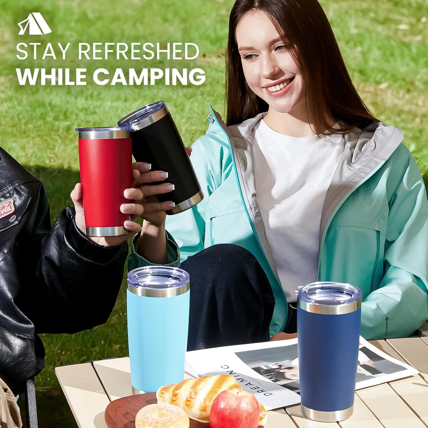 MEWAY 20oz Tumbler 8 Pack Double Wall Vacuum Insulated Travel Glitter Mug Bulk, Stainless Steel Tumblers with Lid and Straw, Powder Coated Coffee Cups for Woman(Gradient Black or Navy,Set of 8)