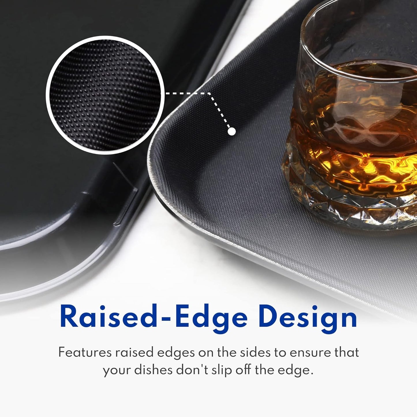 New Star Foodservice 24975 Restaurant Grade Non-Slip Tray, Plastic, Rubber Lined, Rectangular, 12-Inch x 16-Inch, Black