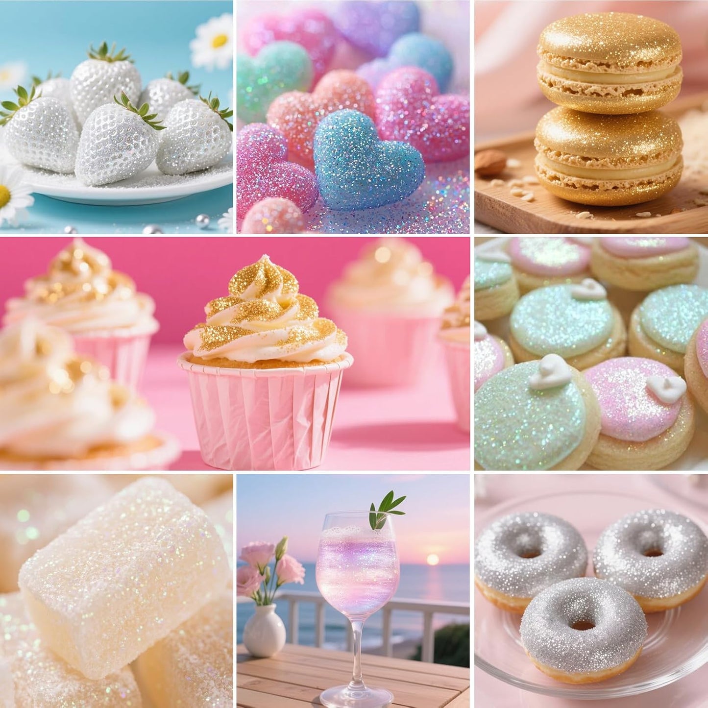 Edible Glitter Spray,Iridescent Gold & Iridescent Violet 2 Colors Food Grade Edible Glitter Set for Drink Cake Beverages,Cupcakes,Cake Pops and Cookies Decorating