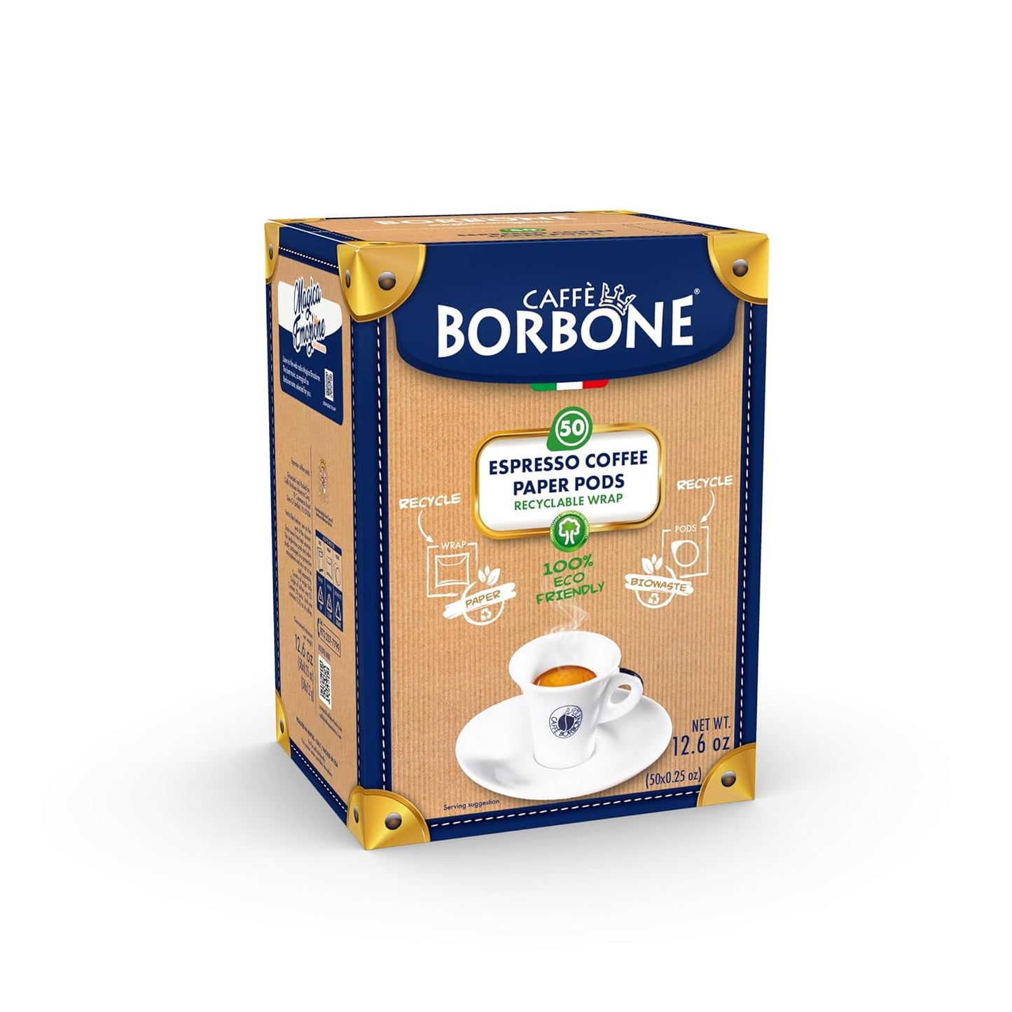 Caffè Borbone Espresso Paper Pods, Gold Blend, Sweet and Refined, Medium Roast ESE Pods, Authentic Italian Espresso - 50 Count