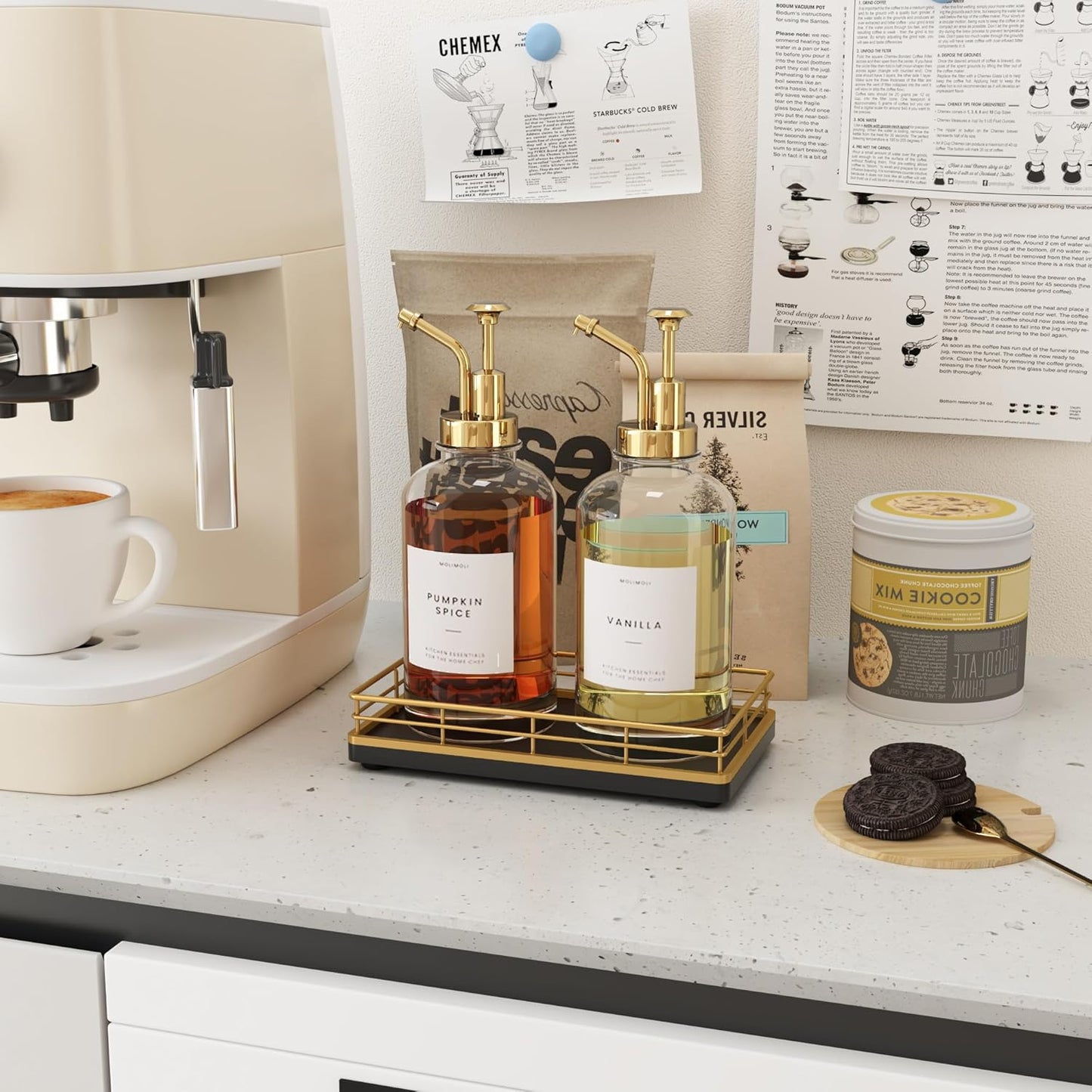 Wooden Decorative Tray, Oak 7.5" L Coffee Table for Kitchen Countertop Dresser Perfume Tray Jewelry Candle Nightstand Table Centerpieces for Dining Room Decor Black Gold