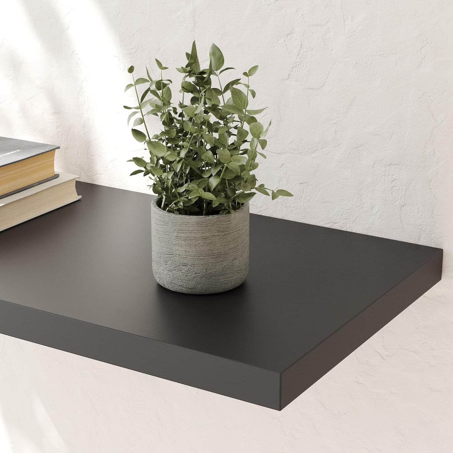 Wall Shelf Set of 3, Black Floating Shelves 30 in W x 10 in D x 1 in H, Wooden Floating Wall Shelf with Invisible Brackets for Living Room/Bedroom/Bathroom/Kitchen Storage and Decor