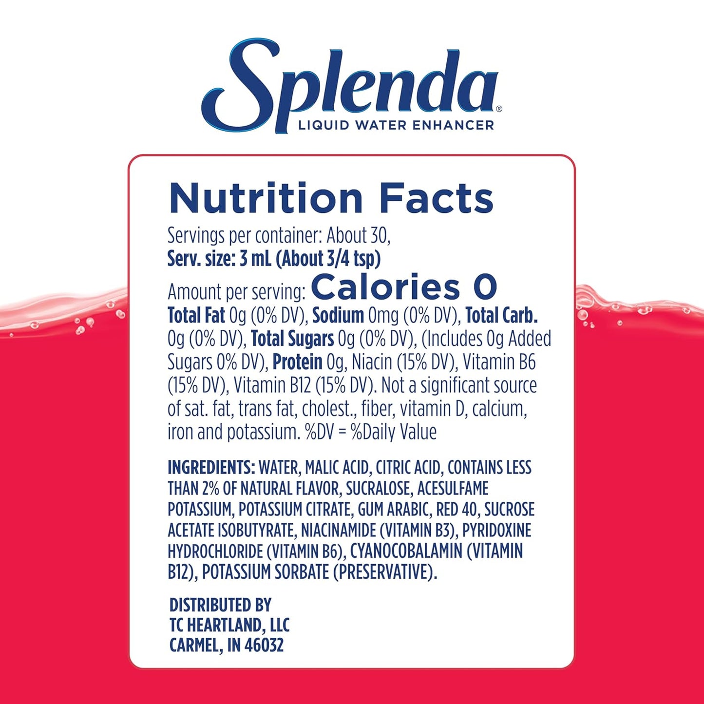 SPLENDA Liquid Water Enhancer Drops, Sugar Free, Zero Calorie, Natural Flavor, Concentrated Drink Mix, 3.11 Fl Oz Each Bottle (Fruit Punch, 2 Pack)