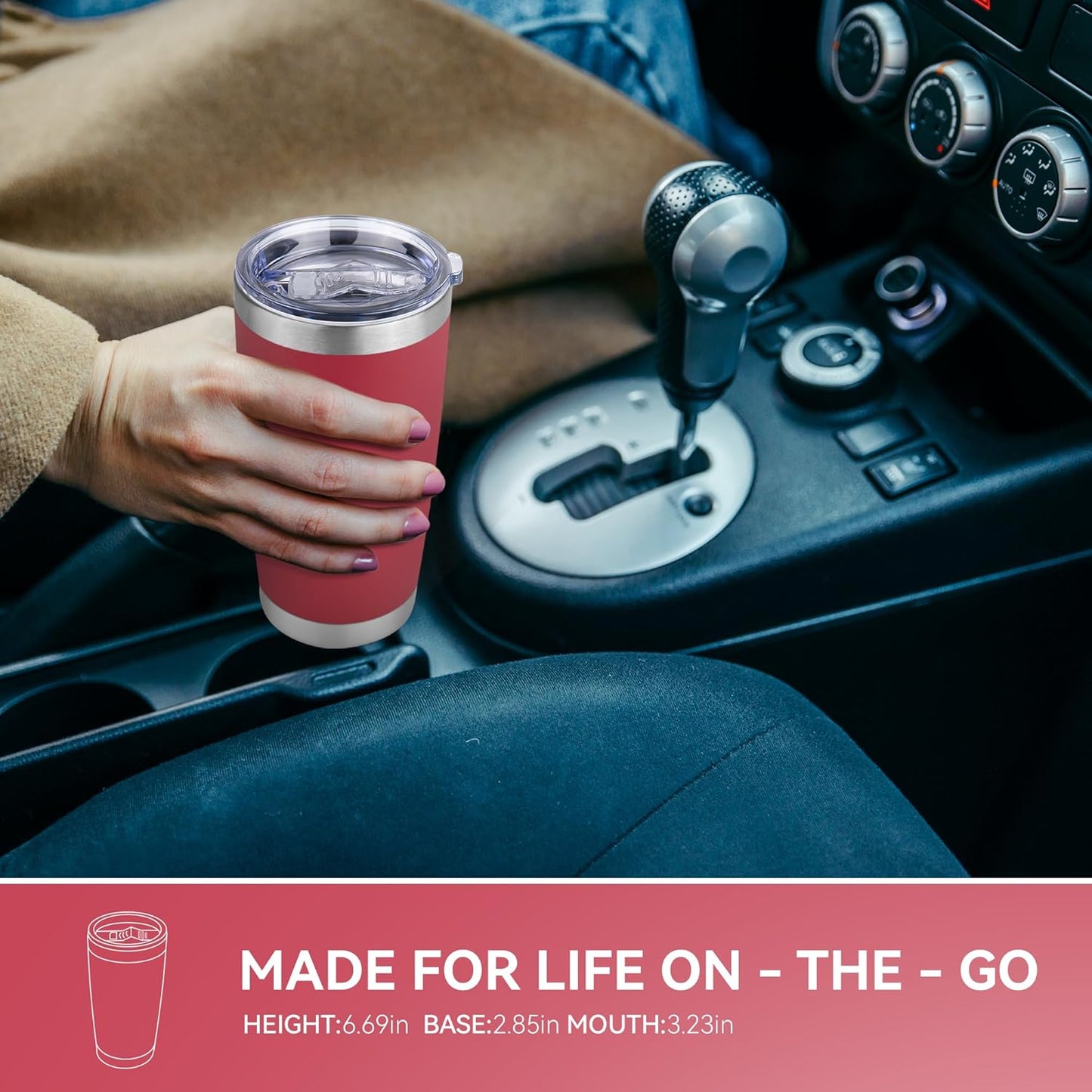 20 oz Tumbler Stainless Steel Tumblers Bulk with Lid Double Wall Insulated Coffee Tumbler Cups for Hot & Cold Drinks Powder Coated Travel Coffee Tumbler Mug Metal (Red, 12 pack)