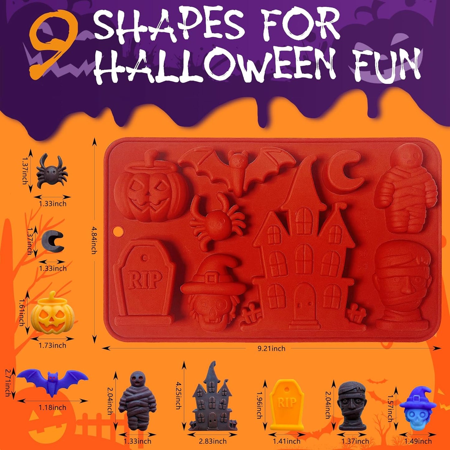 2Pcs Halloween Pumpkin Molds Silicone for Chocolate Candy, 3D Halloween pumpkin Molds Silicone for Candy Gummy (Mix)