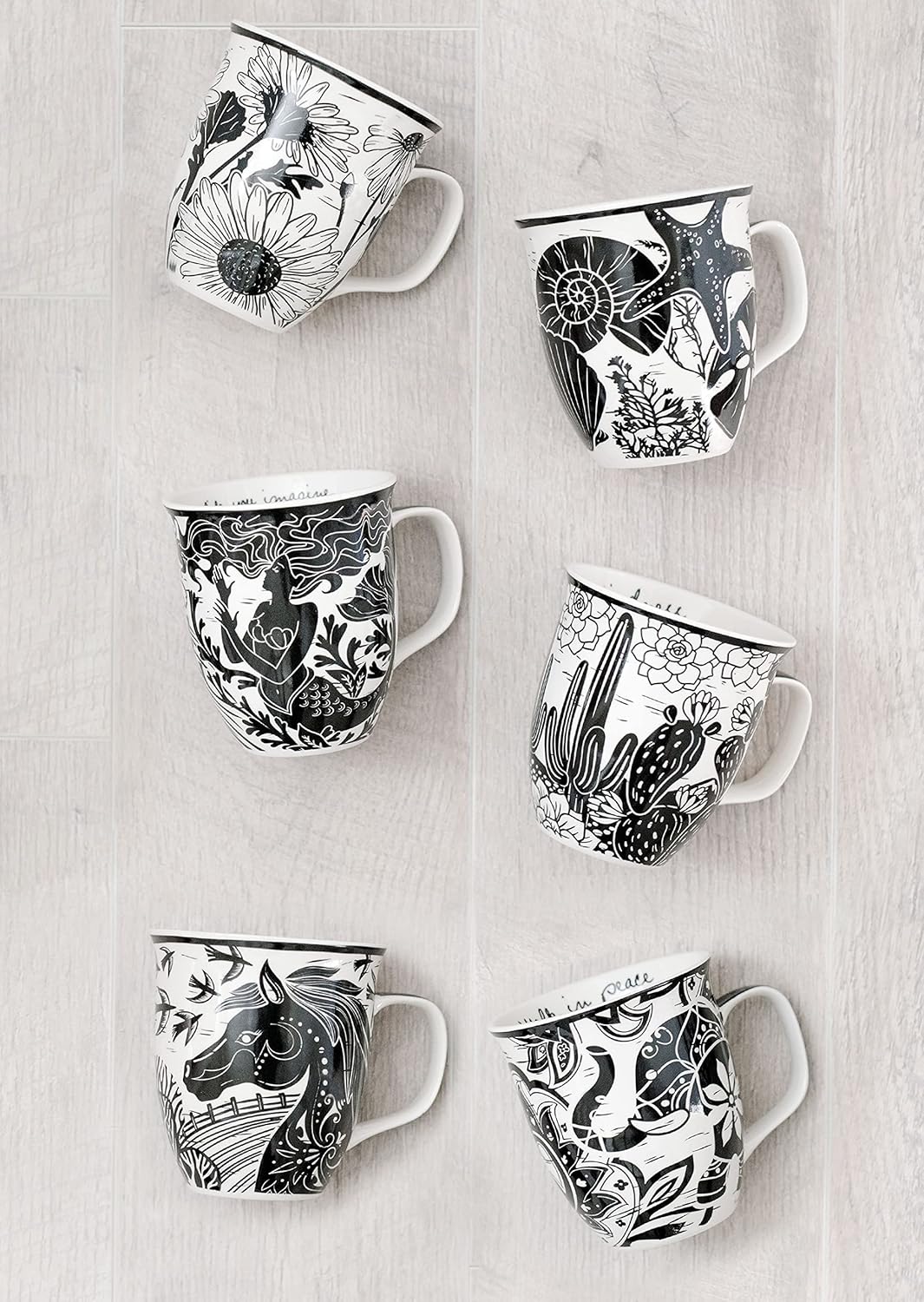 Karma Gifts 14 oz Black and White Boho Mug Sugar Skull - Cute Coffee and Tea Mug - Ceramic Coffee Mugs for Women and Men