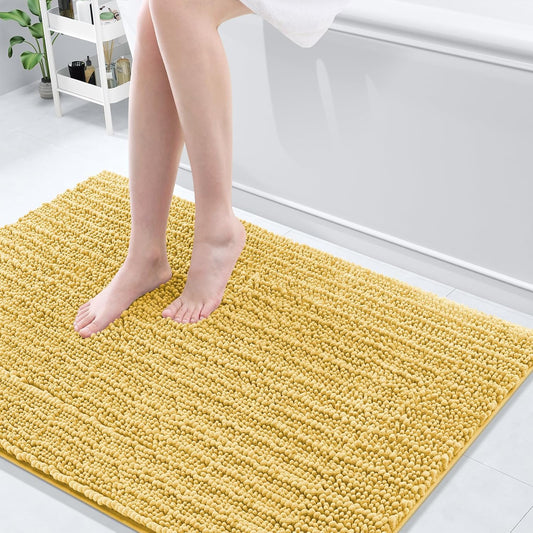 Arotive Luxury Chenille Bathroom Rug Mat, Extra Soft Thick Absorbent Shaggy Bath Rugs, Non-Slip Machine Wash Dry, Plush Bath Mats for Bathroom, Shower and Tub, 47x32, Yellow