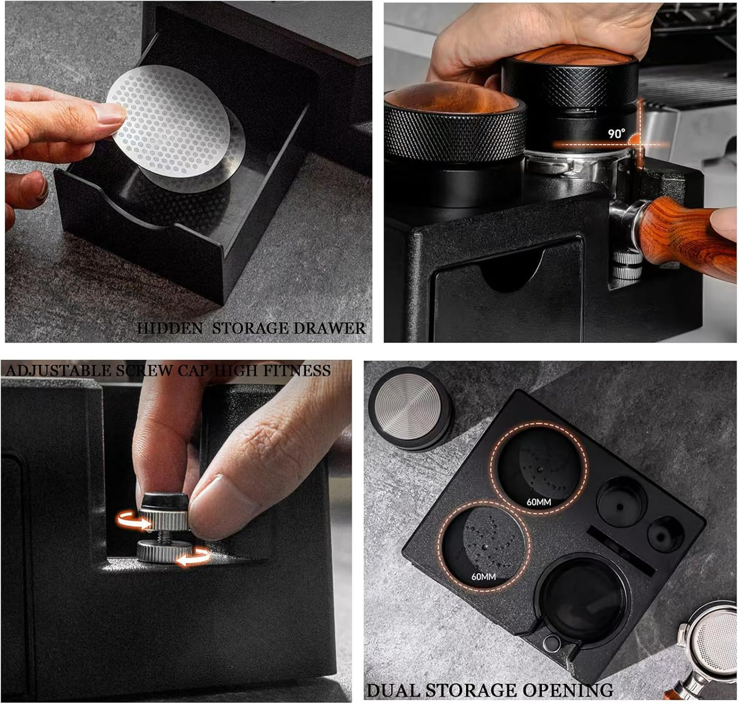 Espresso Tamper Station,Tamping Station Plastic Coffee Tamper Stand, Portafilter Holder for 51mm54mm58mm Espresso Machine Accessories