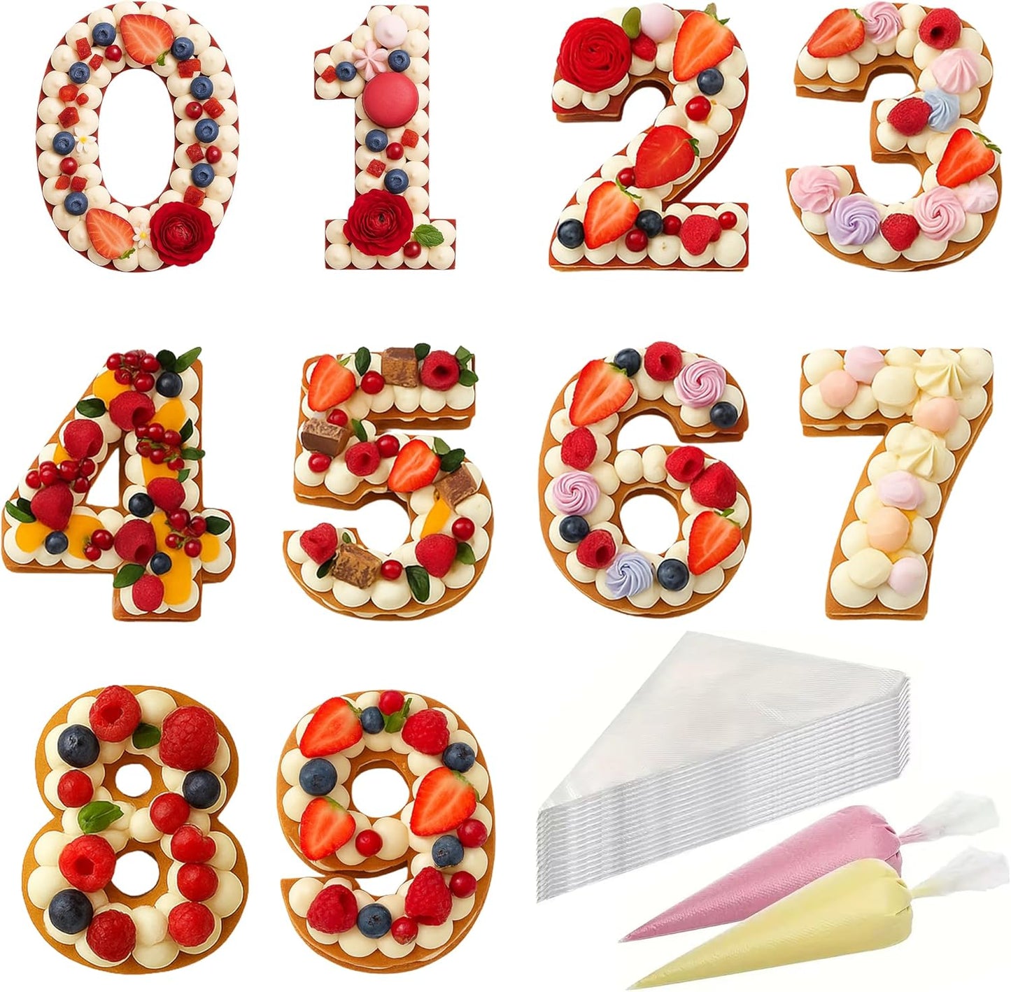 Cake Stencils (12 inch Numbers + 50 Bags)