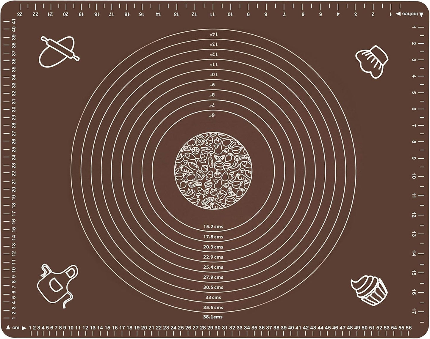 Silicone Baking Mat for Rolling Pastry Dough with Measurements, 25.6 x 17.7 BPA Free Non stick and Non Slip Coffee Table Sheet Baking Supplies for Bake Pizza Cake