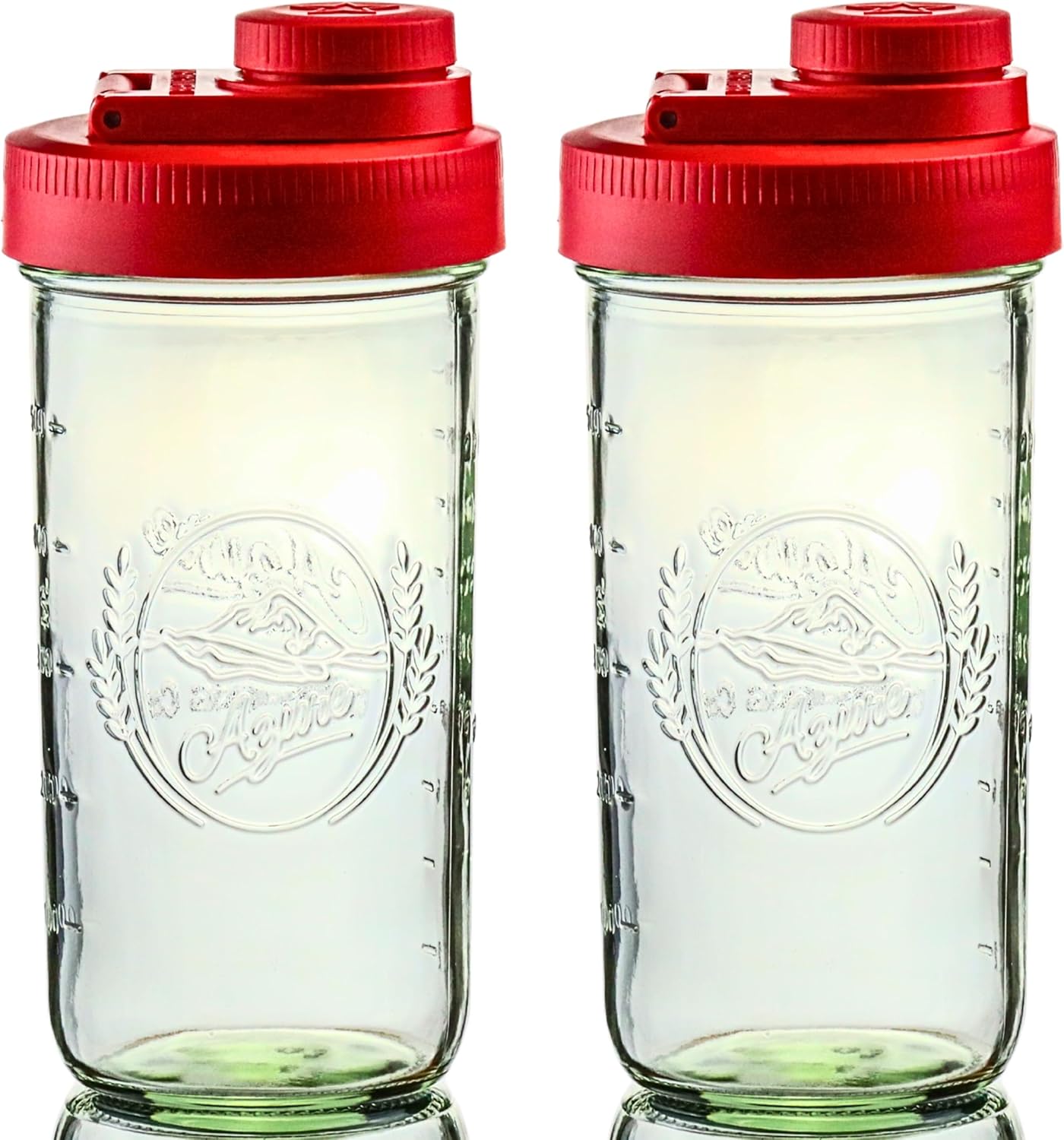 Brewing America Mason Jar Drinking Cup Pint and Half Drinking Lid and Azure 24oz Jar (2, Old Glory Red)