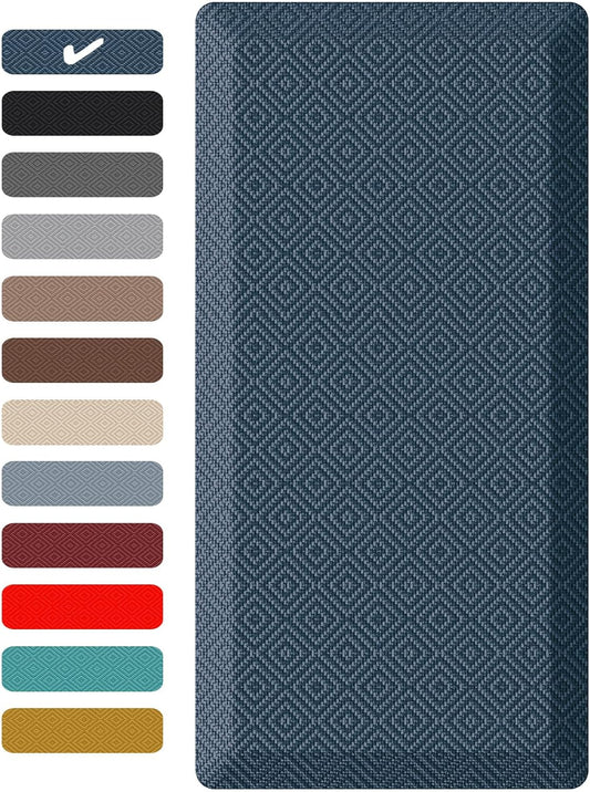 Ophanie Kitchen Mats for Floor, 3/4 Inch Thick Kitchen Rugs, 20''x39'' Anti Fatigue Standing Cushioned Mat, Waterproof,Comfort Ergonomic Mat for Office, Home, Sink, Blue Non-Slip Bottom