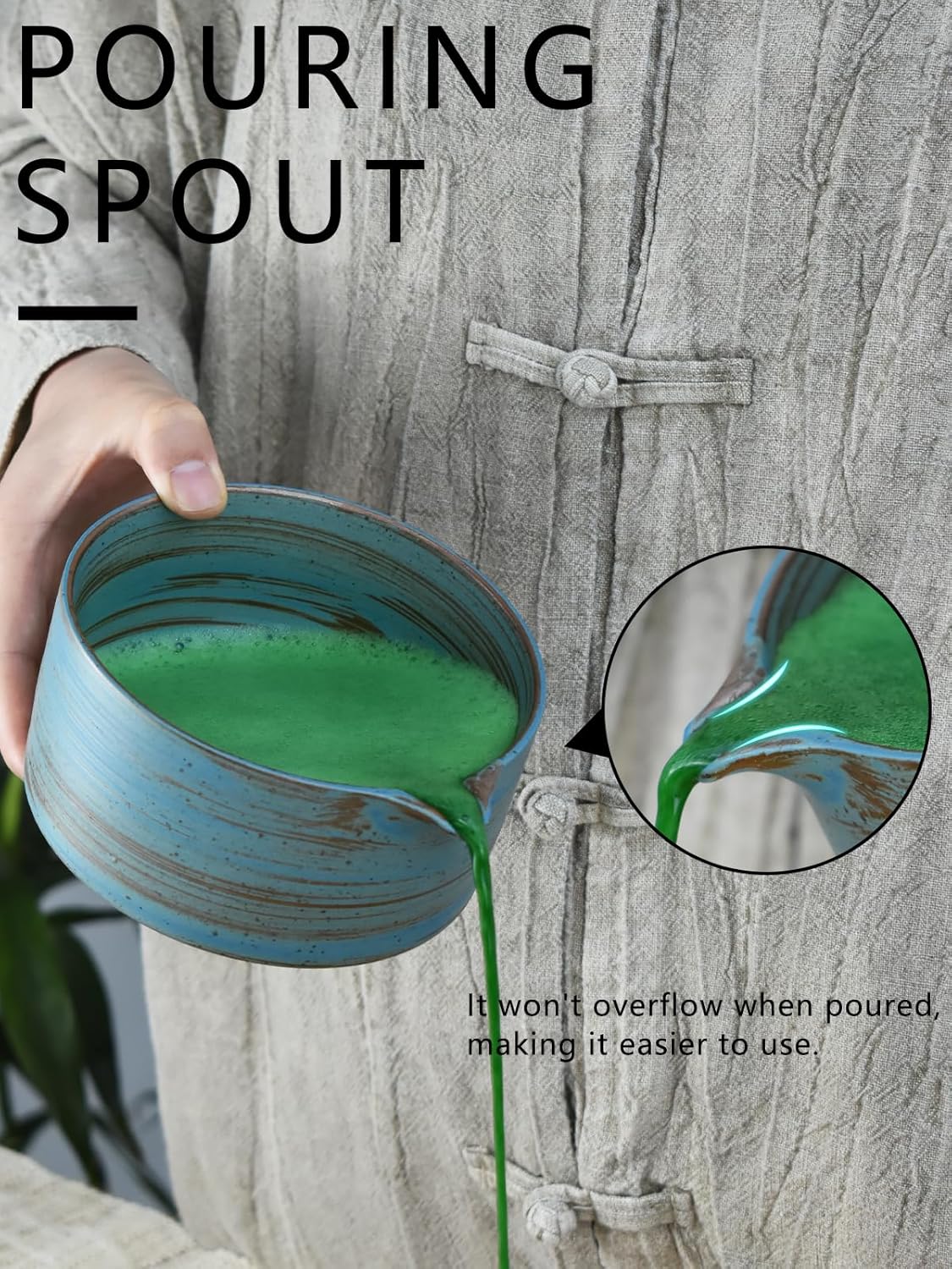 Artcome Japanese Matcha Bowl Set with Pouring Spout, Ceramic Matcha Whisk Holder, Bamboo Tea Scoop, Matcha Whisk, and Tea Manual - Traditional Chawan Set for Matcha Lovers